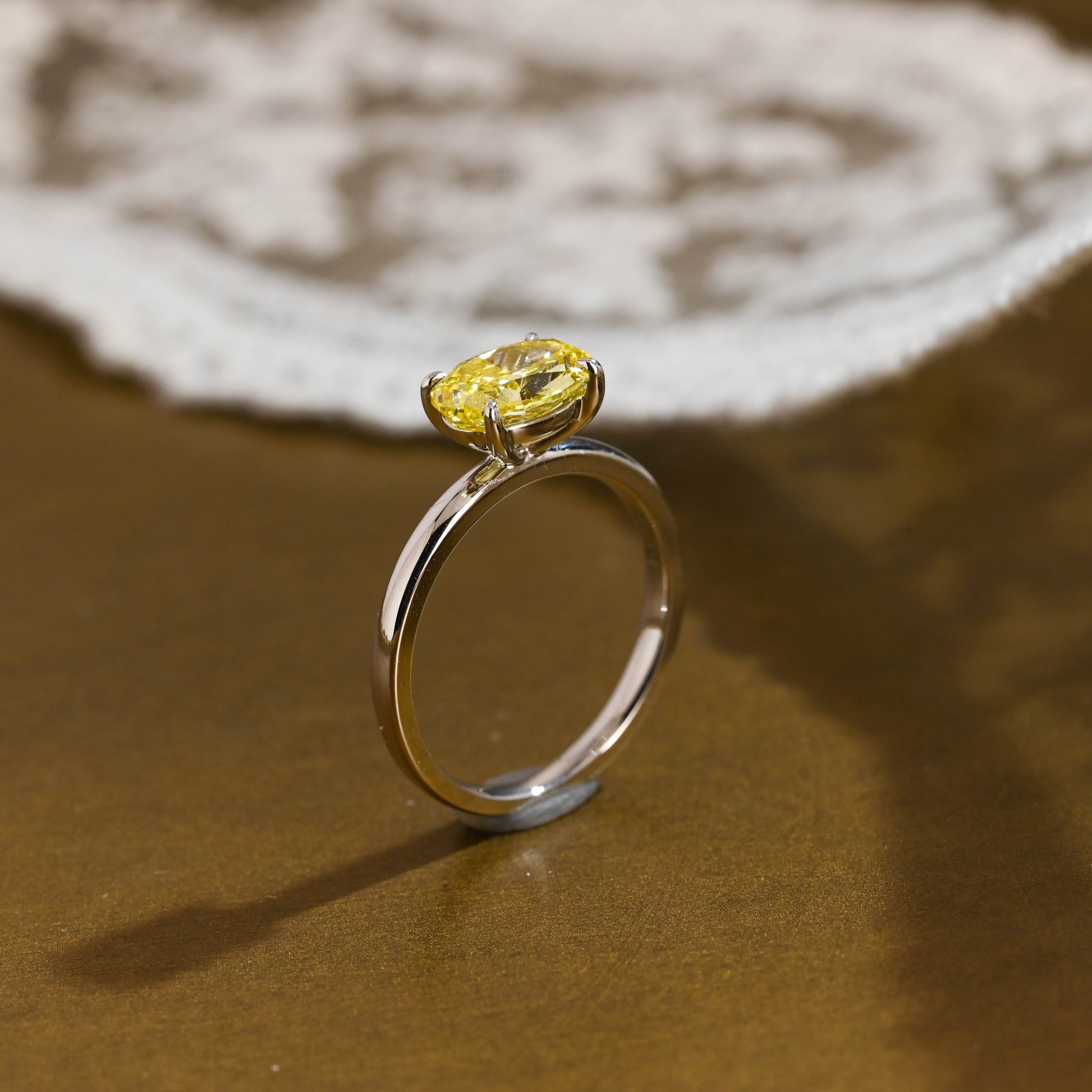 SquareJewelry oval cut lab grown sapphire engagement ring Solid Gold Solitaire Oval Cut Yellow Sapphire Engagement Ring