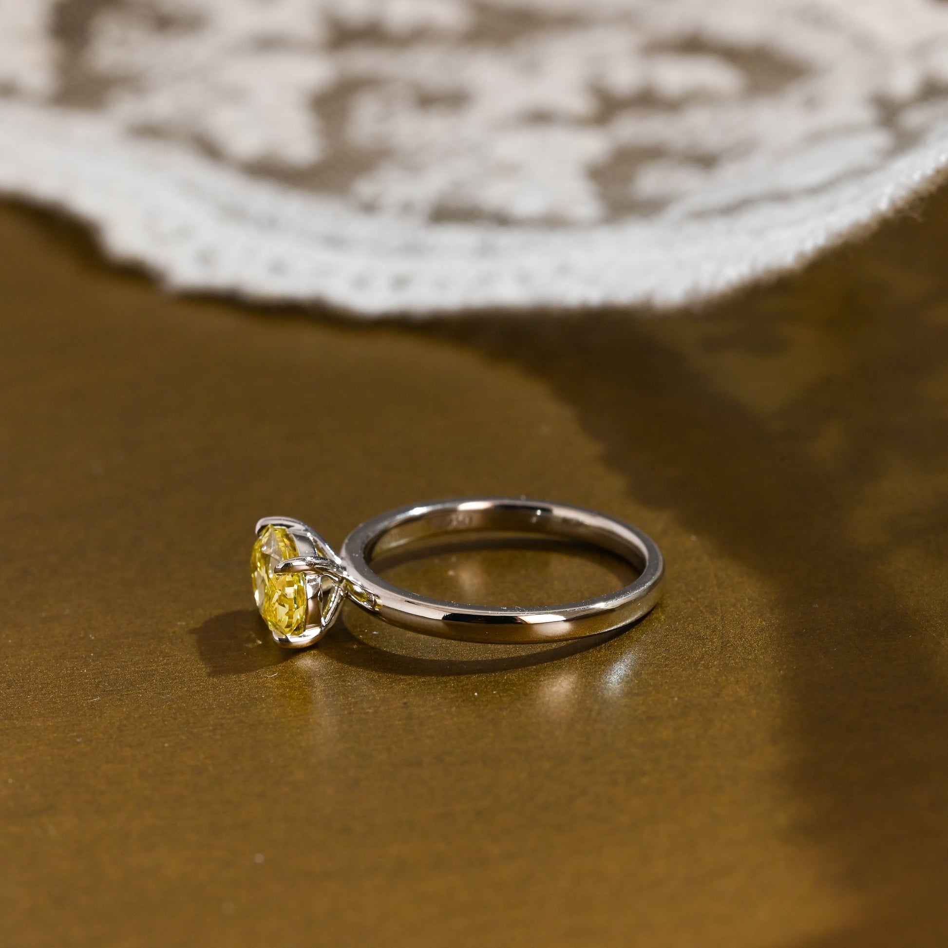 SquareJewelry oval cut lab grown sapphire engagement ring Solid Gold Solitaire Oval Cut Yellow Sapphire Engagement Ring