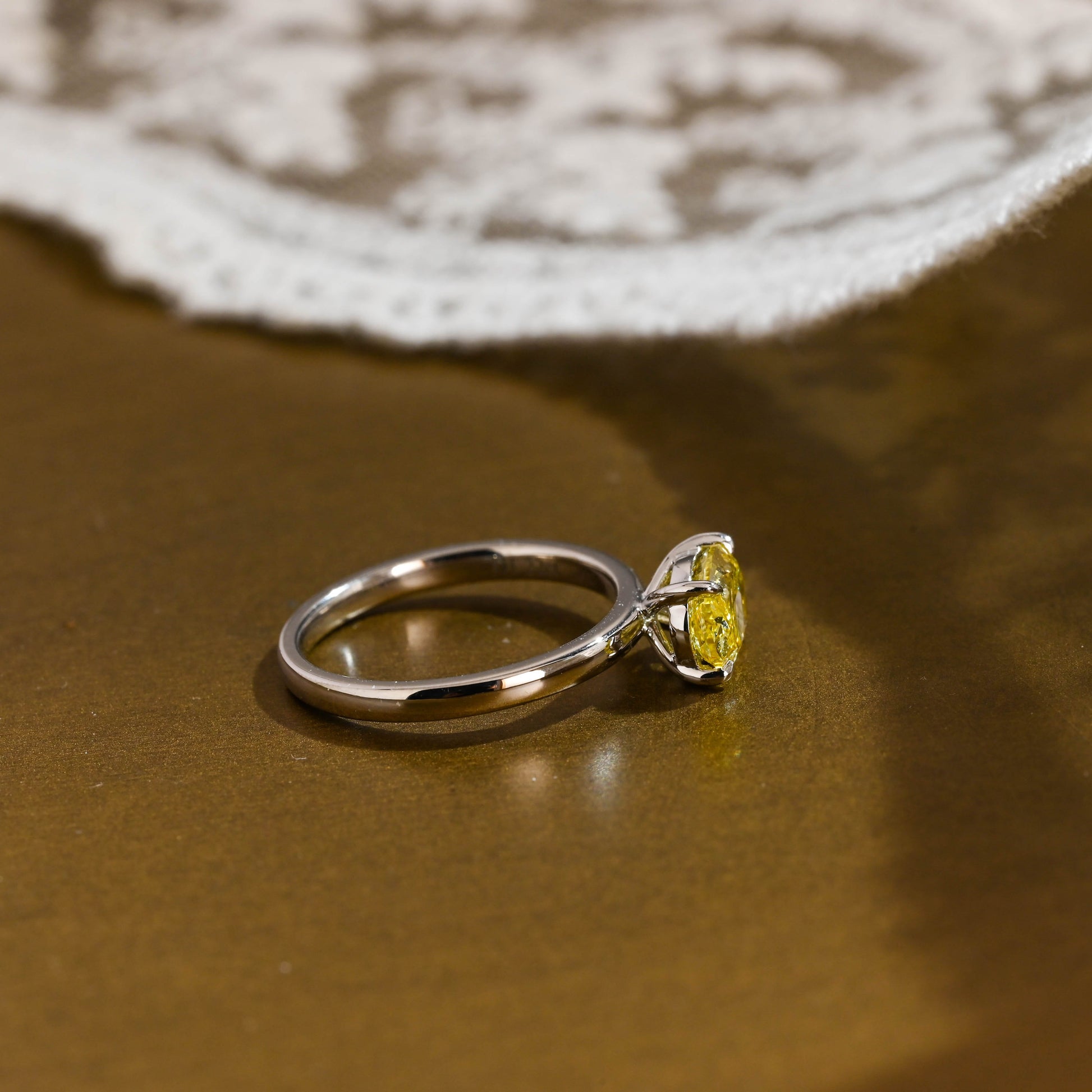 SquareJewelry oval cut lab grown sapphire engagement ring Solid Gold Solitaire Oval Cut Yellow Sapphire Engagement Ring