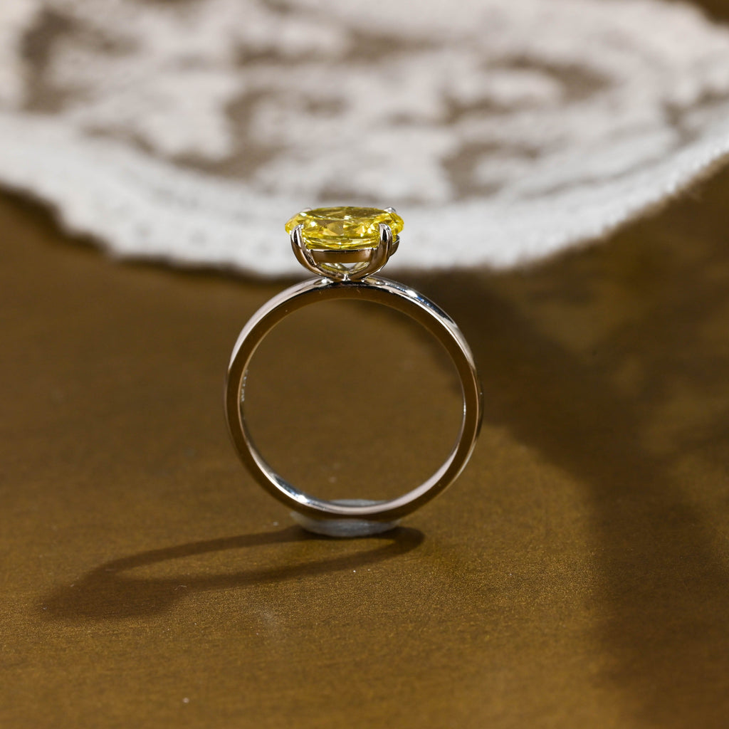 SquareJewelry oval cut lab grown sapphire engagement ring Solid Gold Solitaire Oval Cut Yellow Sapphire Engagement Ring