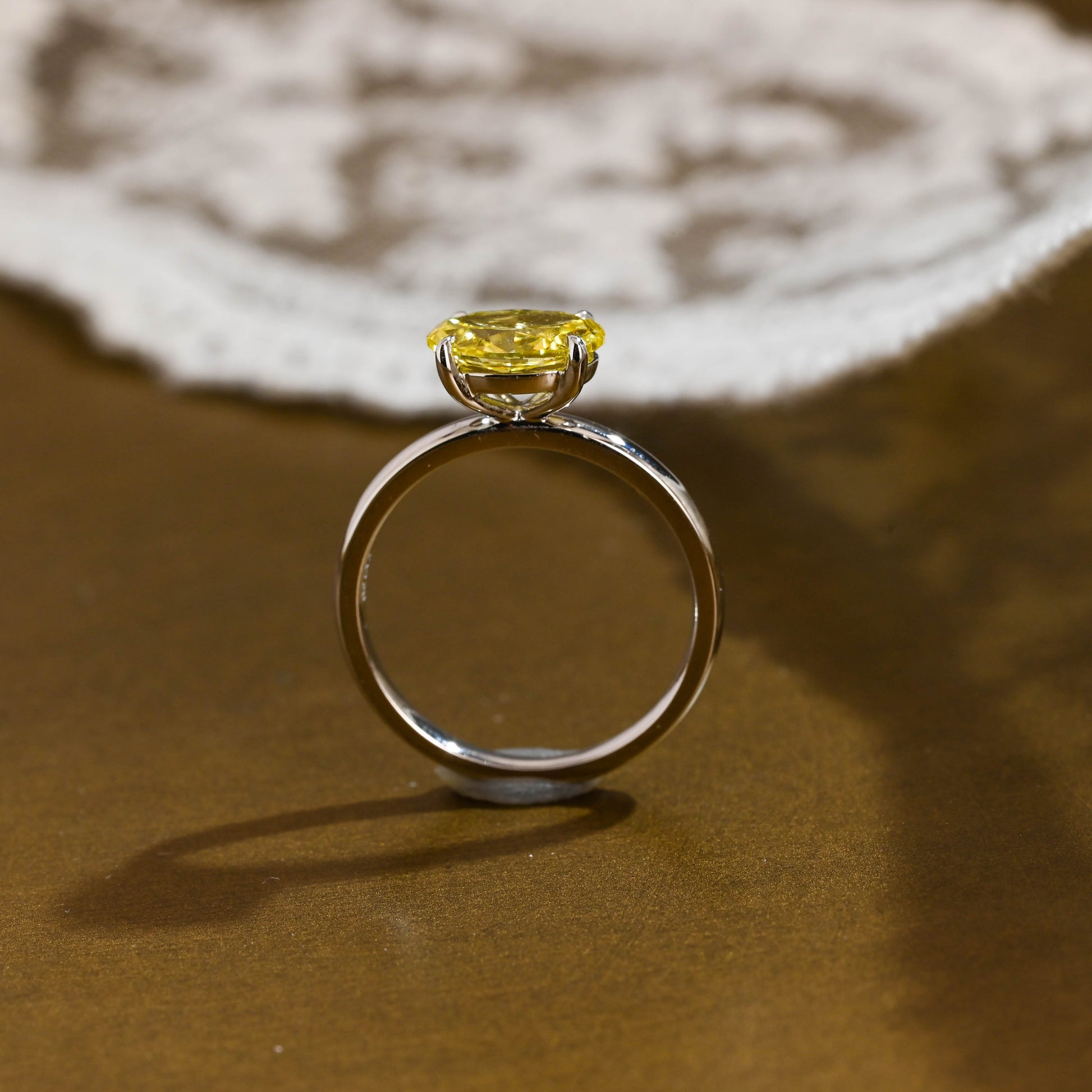SquareJewelry oval cut lab grown sapphire engagement ring Solid Gold Solitaire Oval Cut Yellow Sapphire Engagement Ring