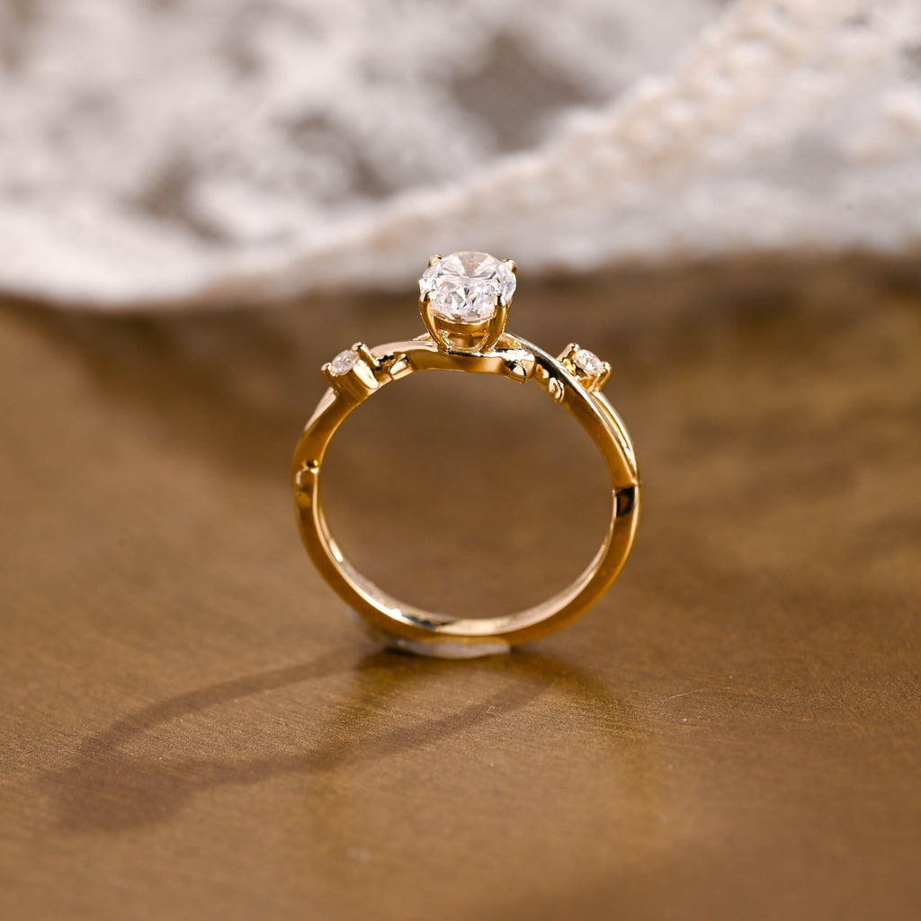 SquareJewelry oval cut moissanite engagement ring Nature Inspired Thorn Oval Cut Moissanite Engagement Ring