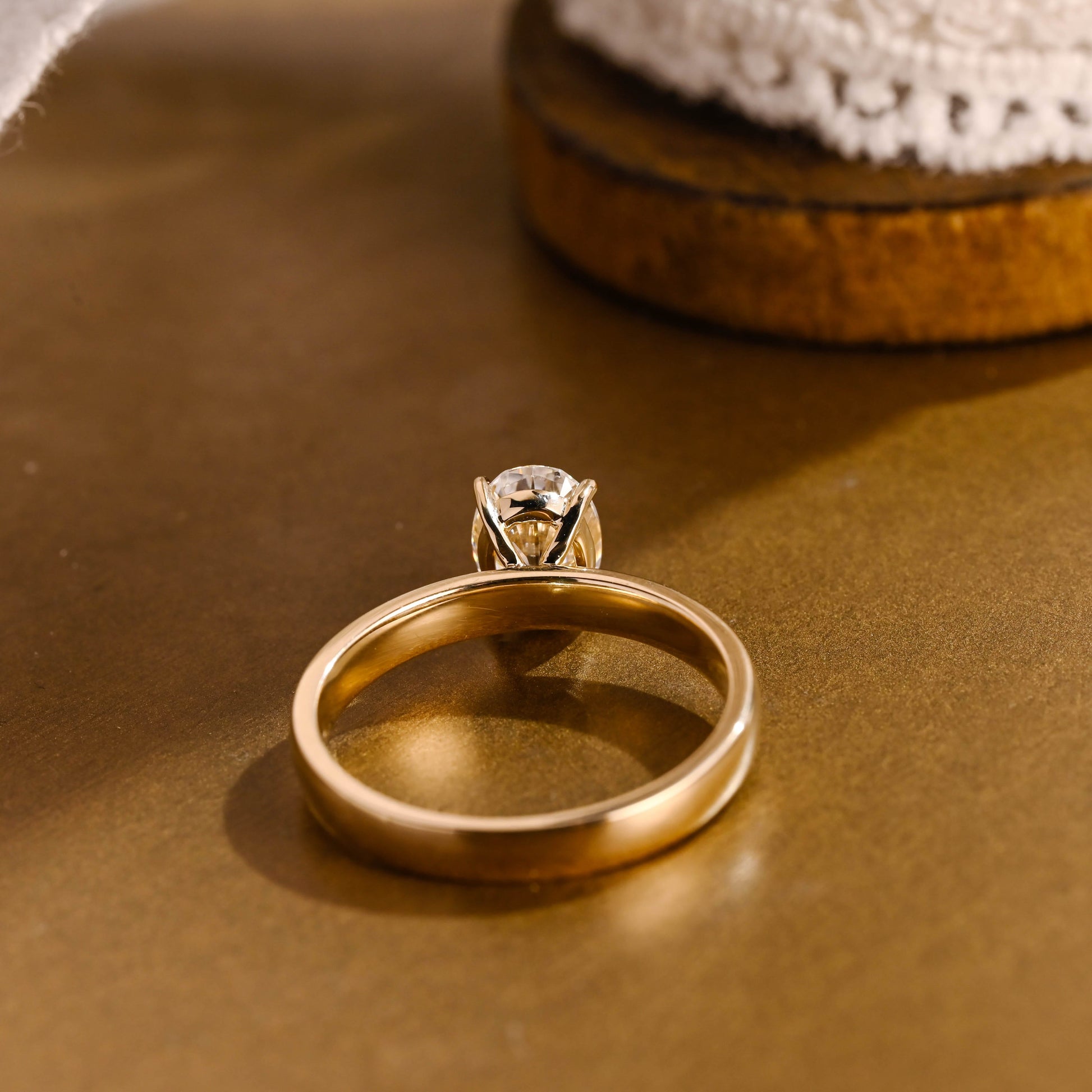 SquareJewelry oval cut moissanite engagement ring Solid Gold 3mm Solitaire Oval Cut Moissanite Engagement Ring