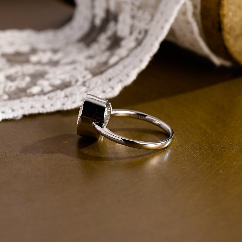 SquareJewelry oval cut moissanite engagement ring Solid Gold Bezel Oval Moissanite Engagement Ring