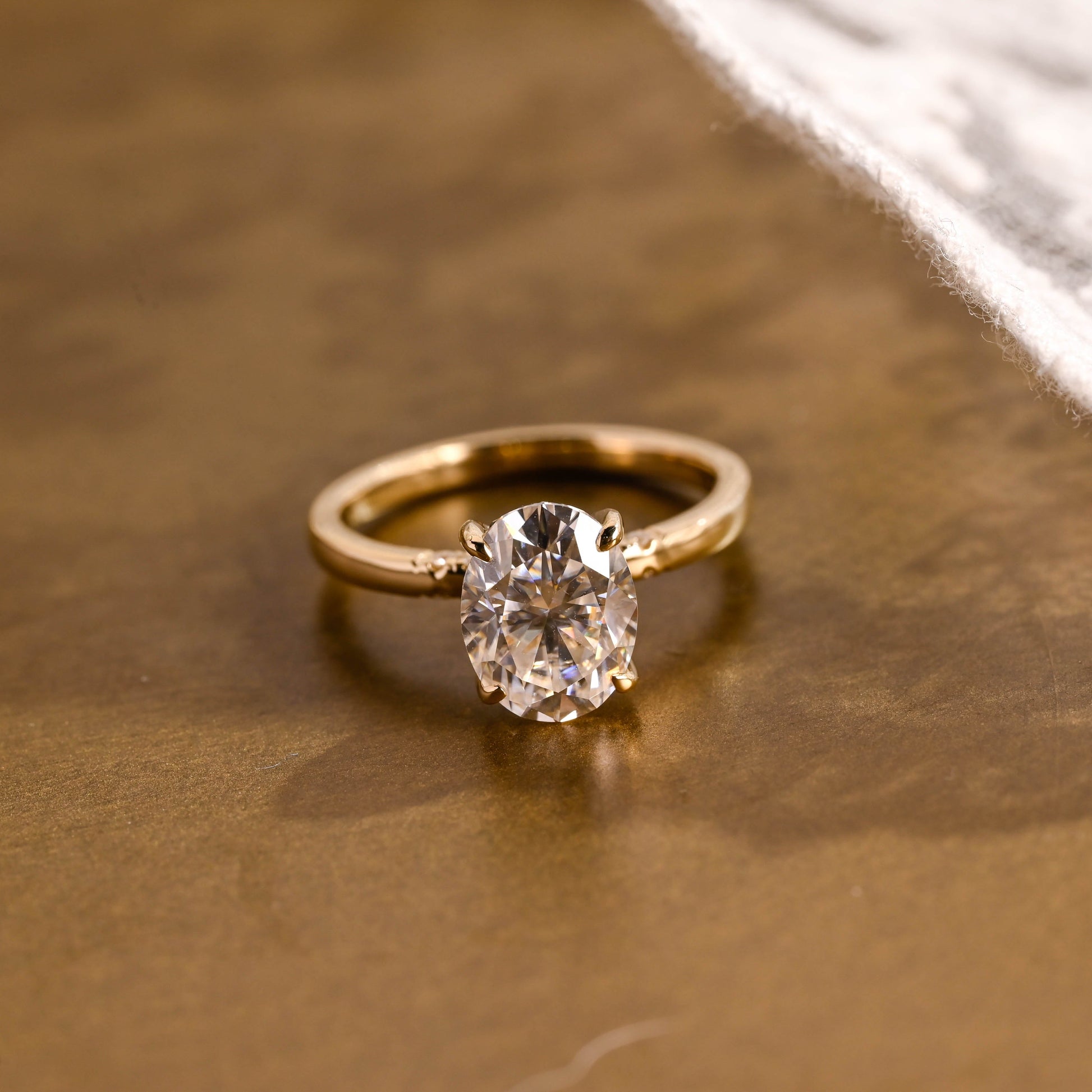 SquareJewelry oval cut moissanite engagement ring Solid Gold Black Hidden Halo Oval Cut Moissanite Engagement Ring