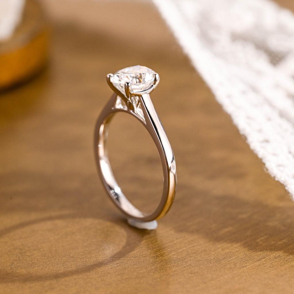 SquareJewelry oval cut moissanite engagement ring Solid Gold Cathedral Setting Oval Moissanite Engagement Ring