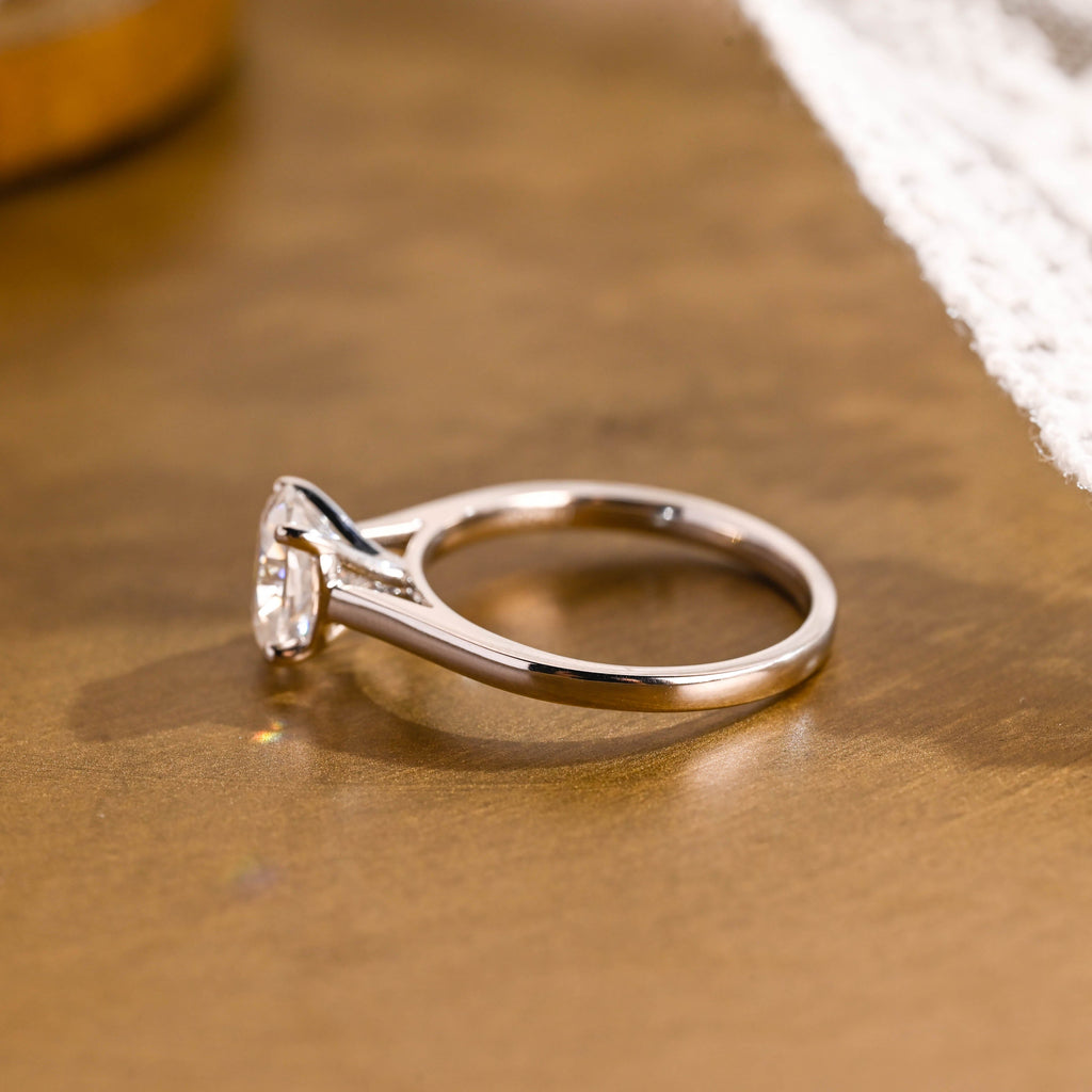 SquareJewelry oval cut moissanite engagement ring Solid Gold Cathedral Setting Oval Moissanite Engagement Ring