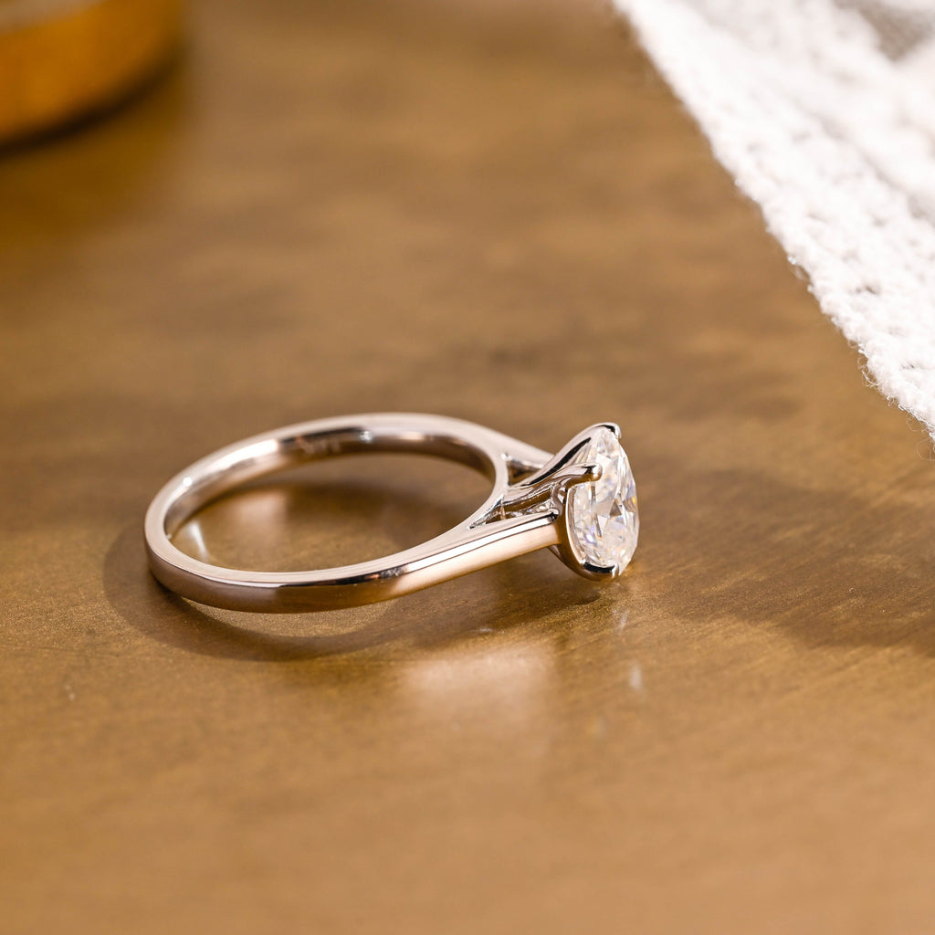 SquareJewelry oval cut moissanite engagement ring Solid Gold Cathedral Setting Oval Moissanite Engagement Ring