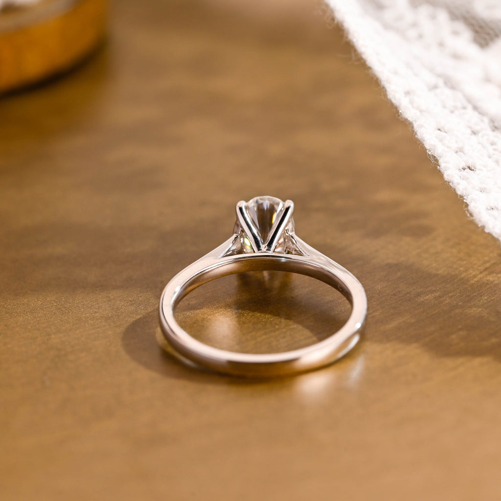 SquareJewelry oval cut moissanite engagement ring Solid Gold Cathedral Setting Oval Moissanite Engagement Ring