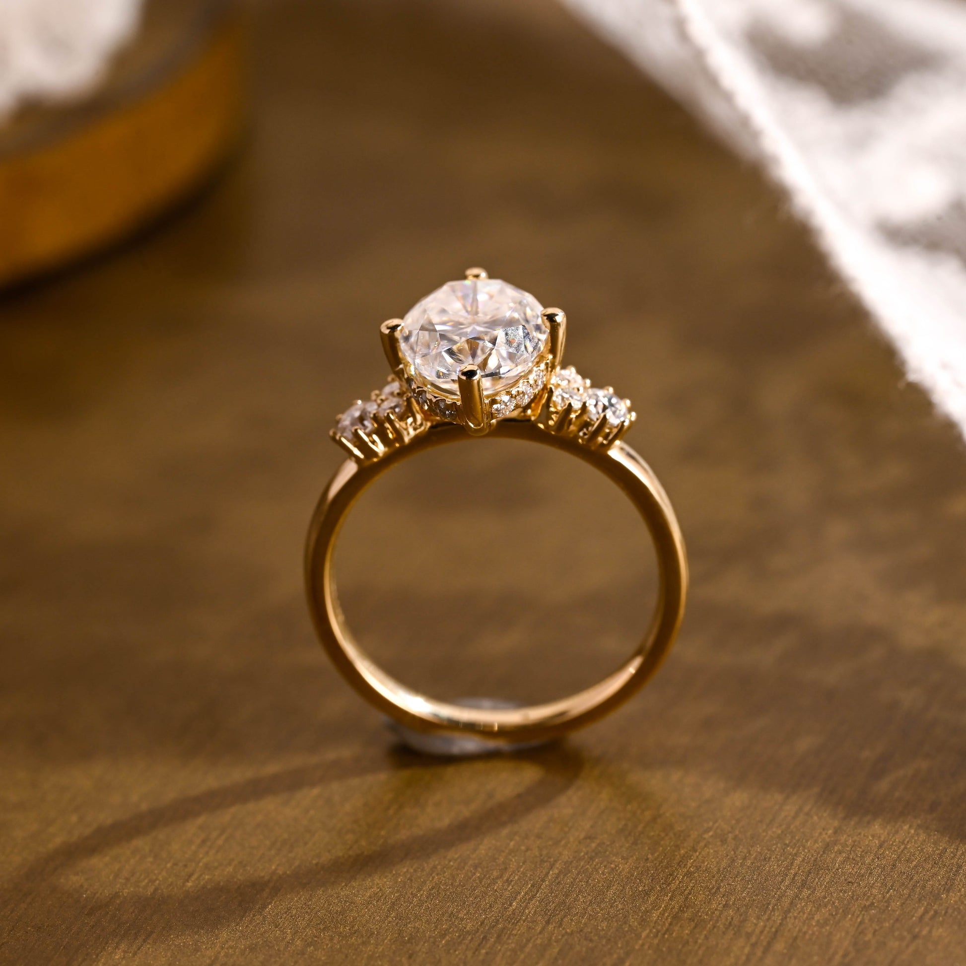 SquareJewelry oval cut moissanite engagement ring Solid Gold Compass Set Oval Cut Moissanite Engagement Ring