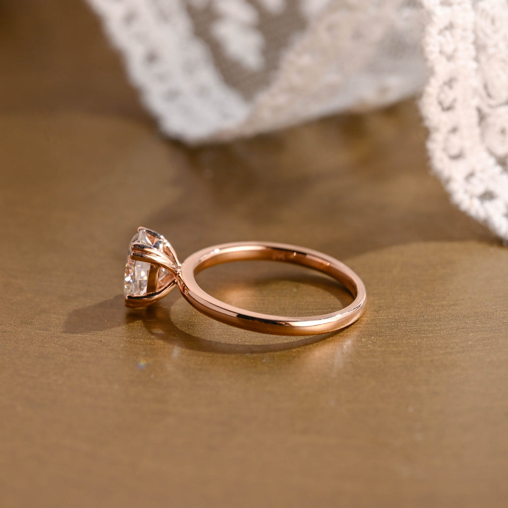 SquareJewelry oval cut moissanite engagement ring Solid Gold Double Prongs Solitaire Oval Cut Moissanite Engagement Ring
