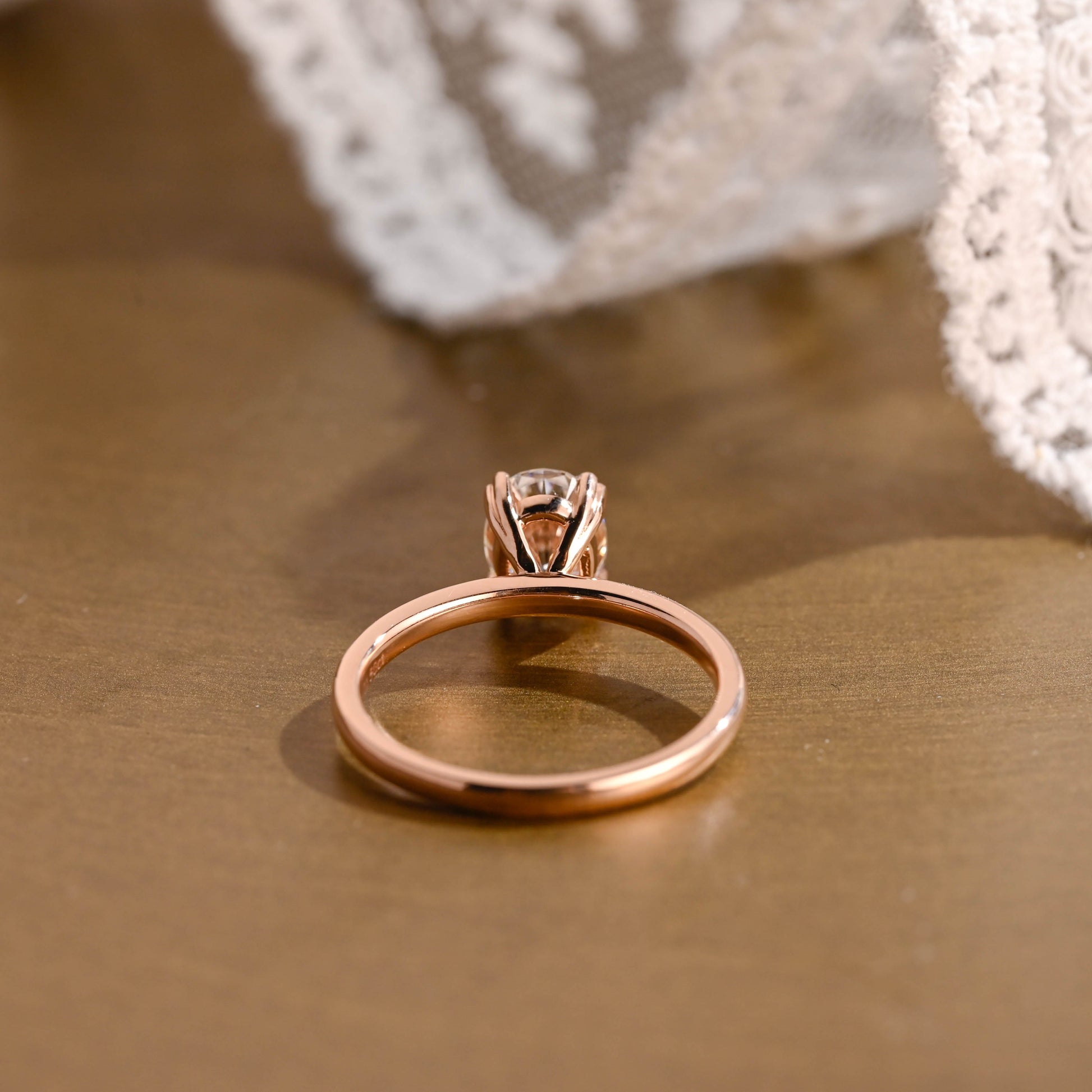 SquareJewelry oval cut moissanite engagement ring Solid Gold Double Prongs Solitaire Oval Cut Moissanite Engagement Ring