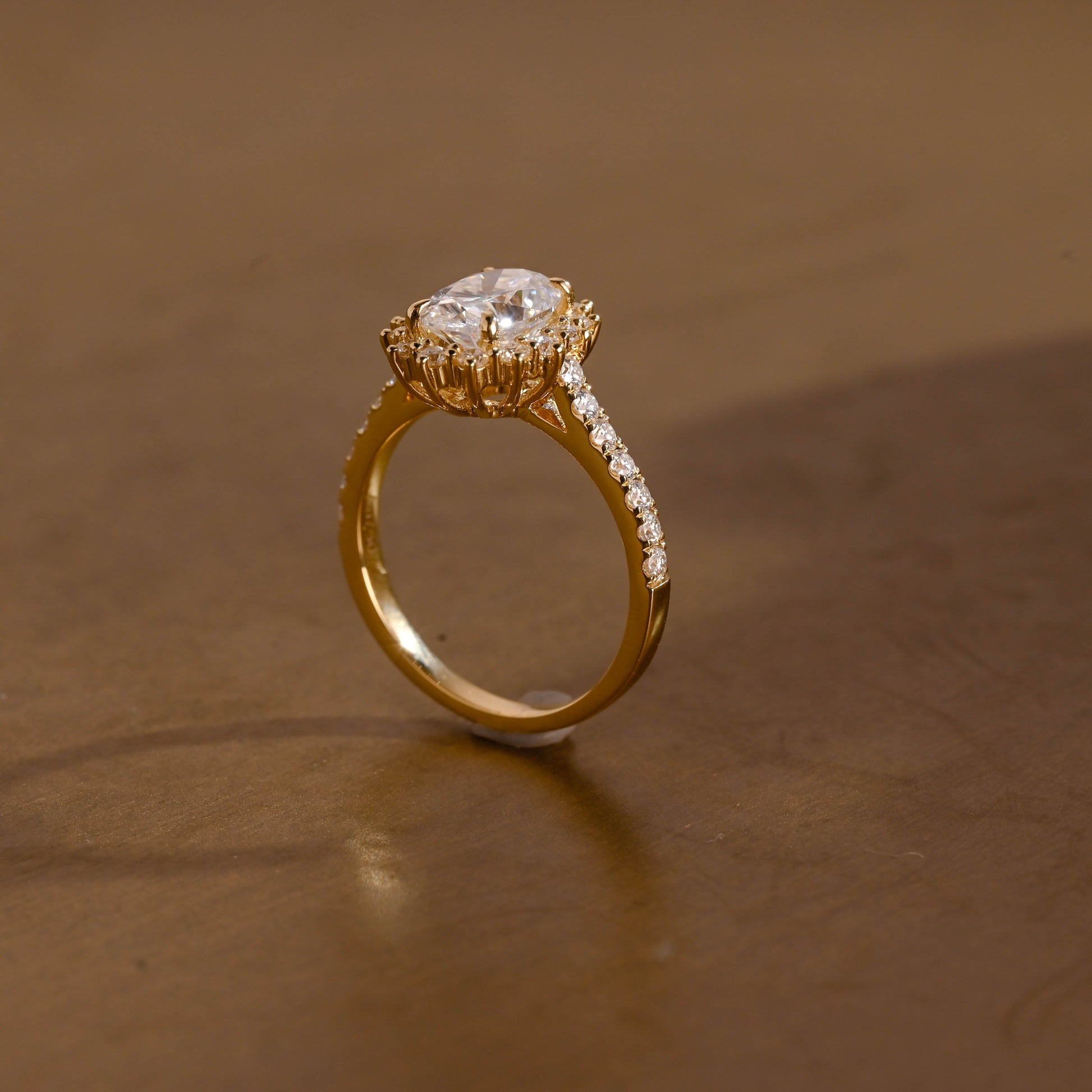 SquareJewelry oval cut moissanite engagement ring Solid Gold Oval Cut Moissanite Engagement Ring