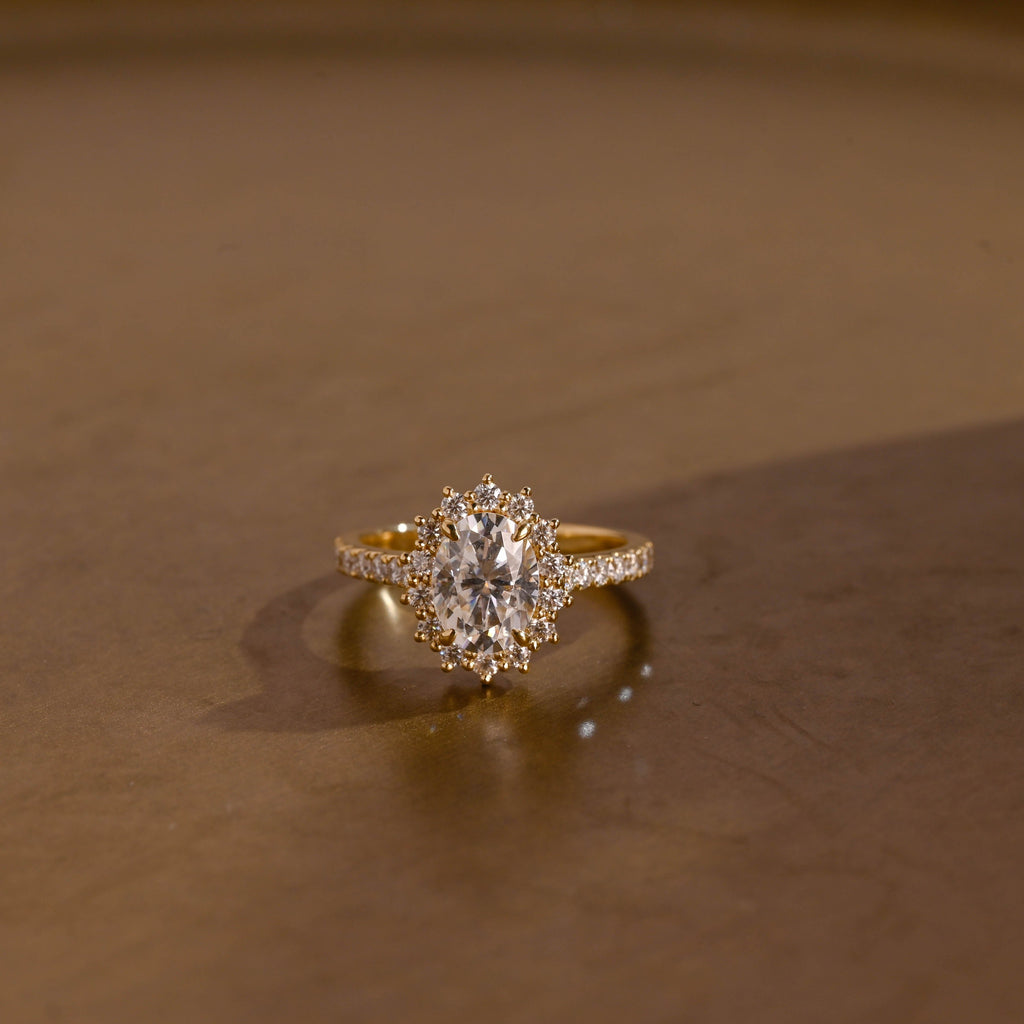 SquareJewelry oval cut moissanite engagement ring Solid Gold Oval Cut Moissanite Engagement Ring