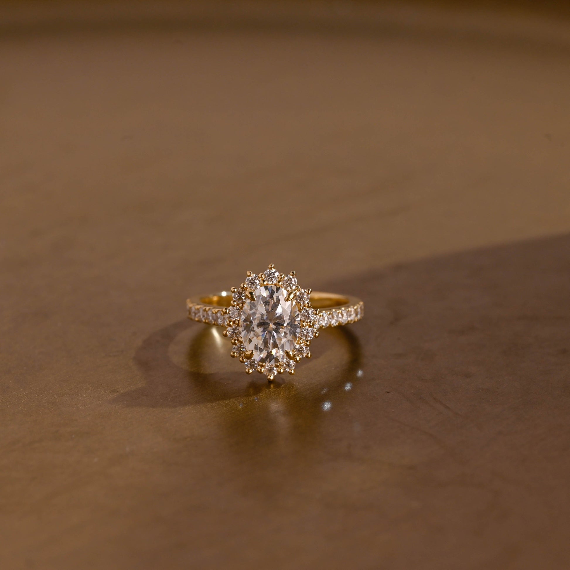 SquareJewelry oval cut moissanite engagement ring Solid Gold Oval Cut Moissanite Engagement Ring
