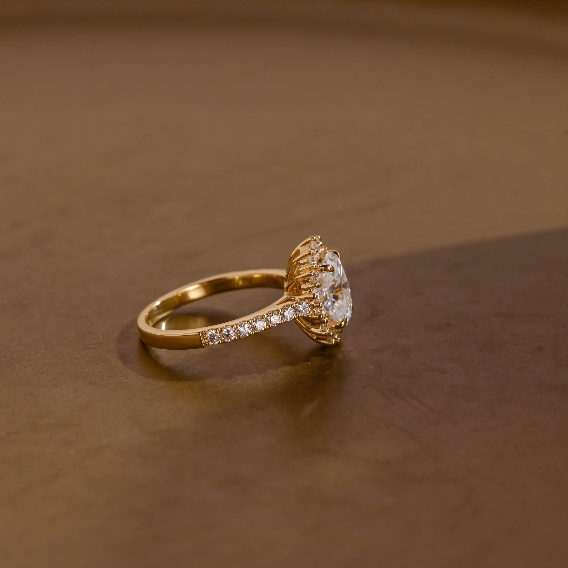SquareJewelry oval cut moissanite engagement ring Solid Gold Oval Cut Moissanite Engagement Ring