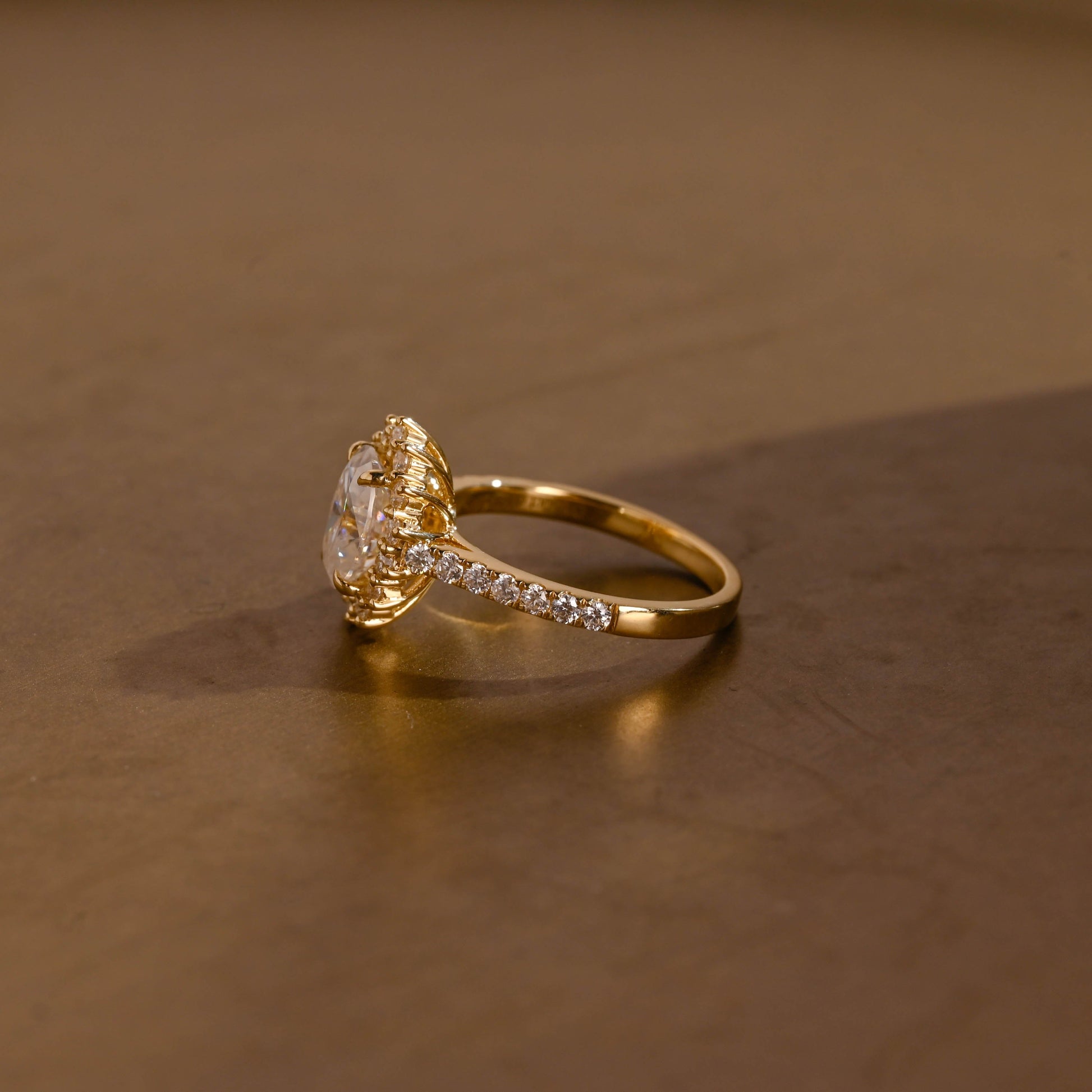 SquareJewelry oval cut moissanite engagement ring Solid Gold Oval Cut Moissanite Engagement Ring
