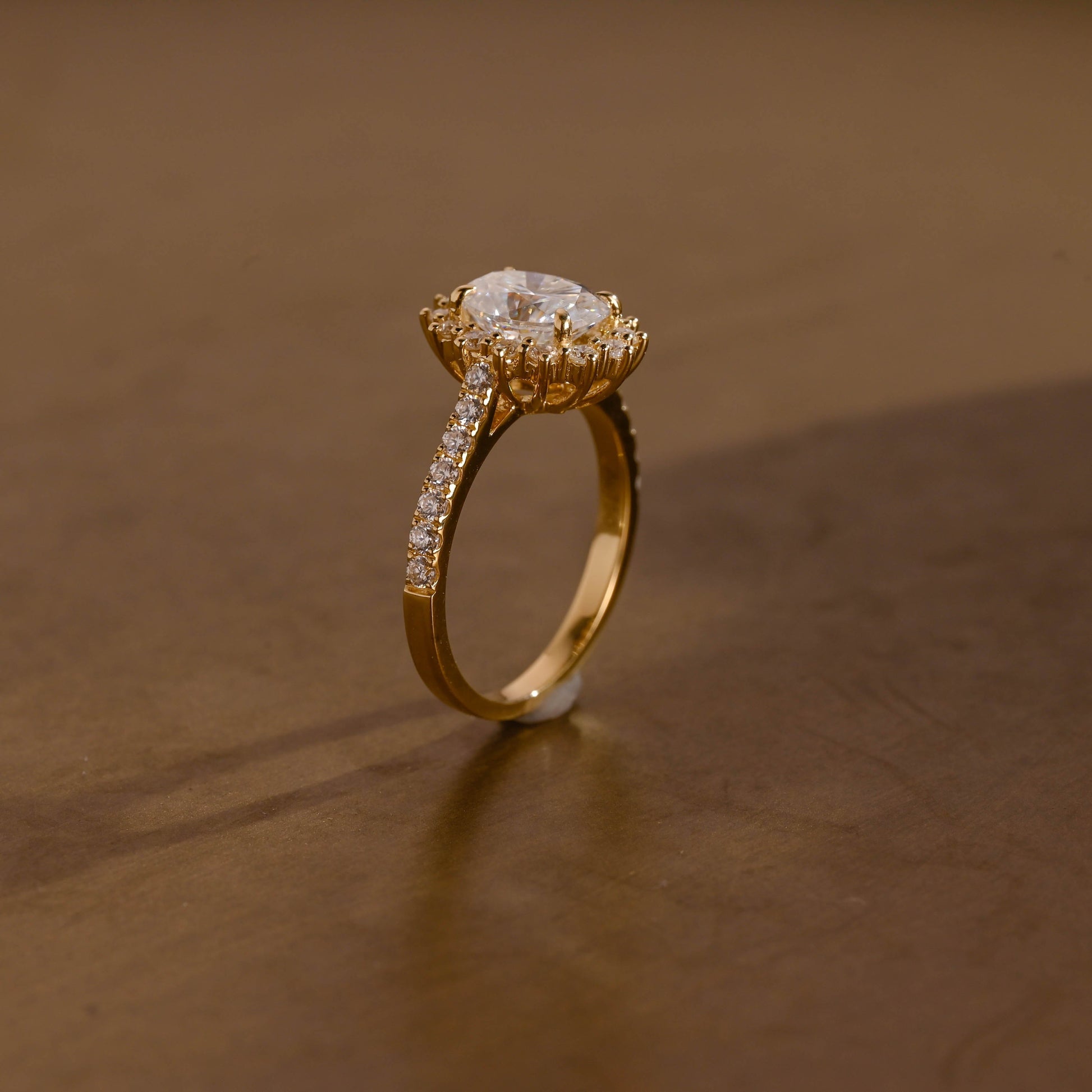 SquareJewelry oval cut moissanite engagement ring Solid Gold Oval Cut Moissanite Engagement Ring