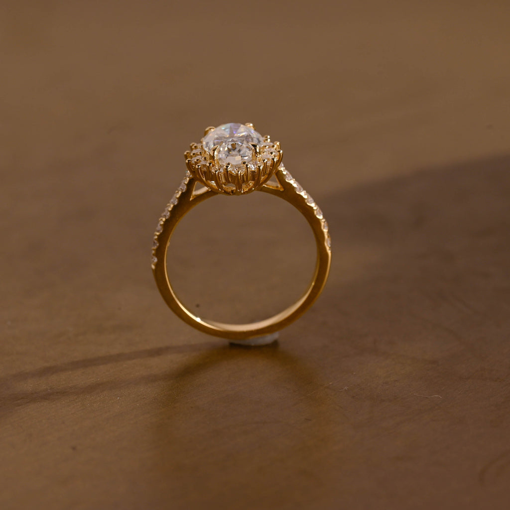 SquareJewelry oval cut moissanite engagement ring Solid Gold Oval Cut Moissanite Engagement Ring