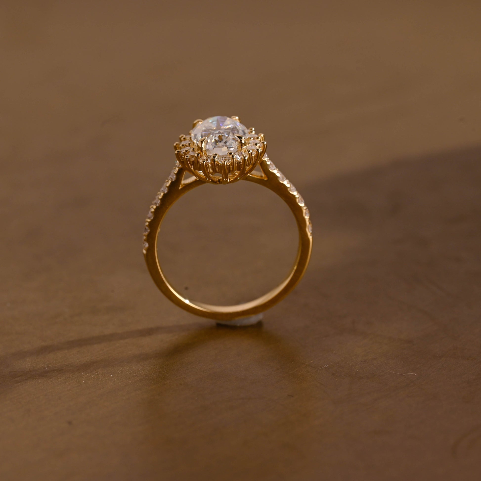 SquareJewelry oval cut moissanite engagement ring Solid Gold Oval Cut Moissanite Engagement Ring