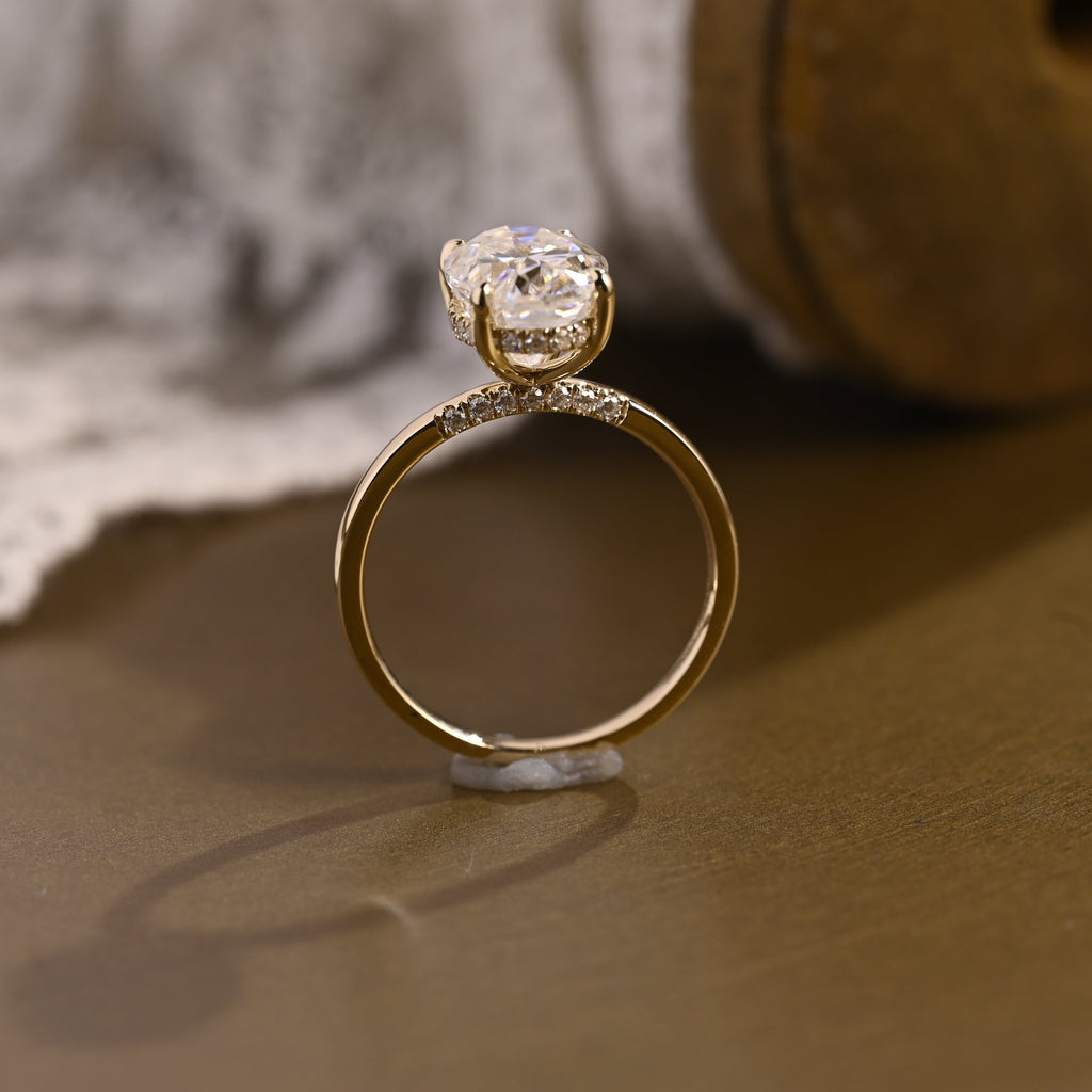 SquareJewelry oval cut moissanite engagement ring Solid Gold Oval Cut Moissanite Engagement Ring