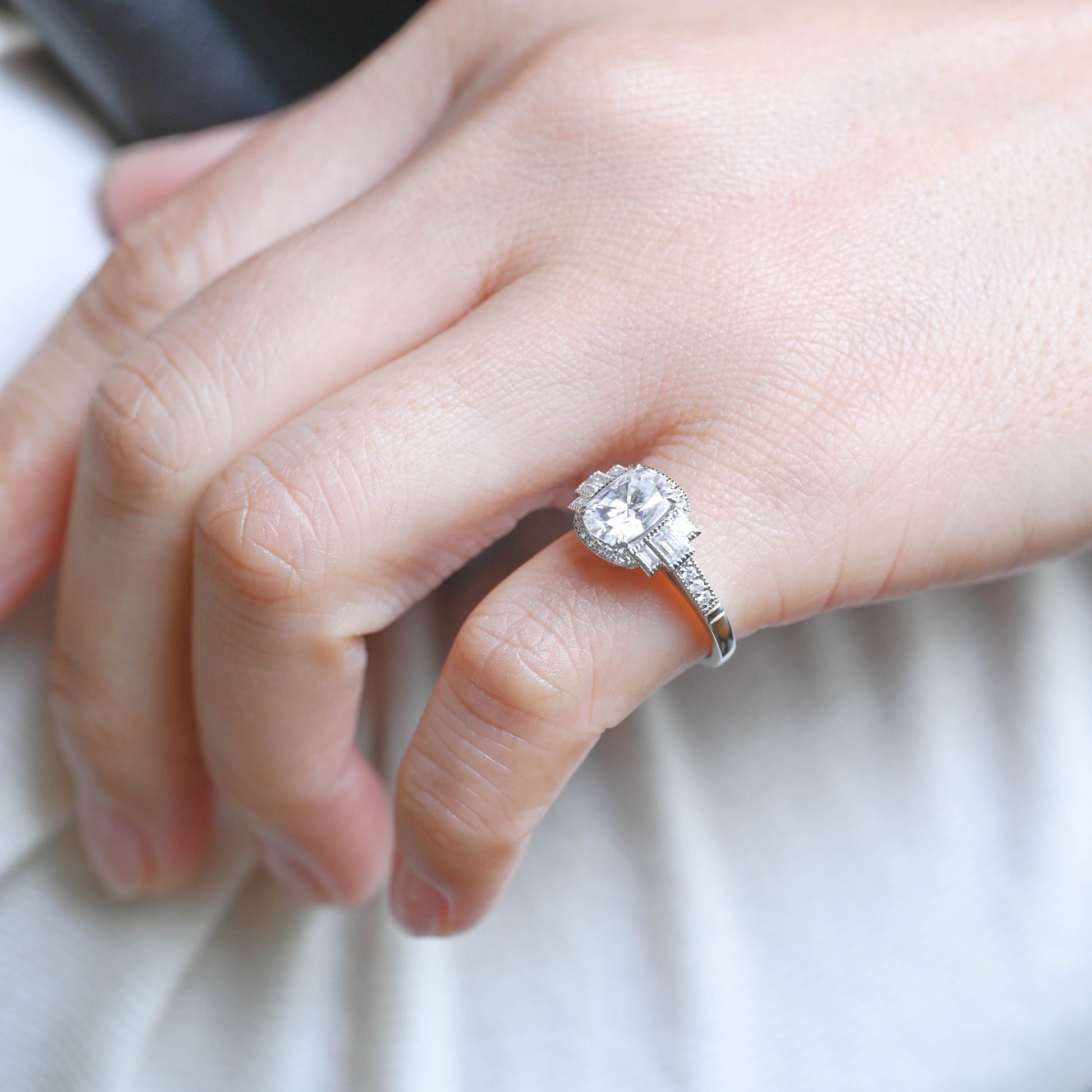 SquareJewelry oval cut moissanite engagement ring Solid Gold Oval Cut Moissanite Engagement Ring