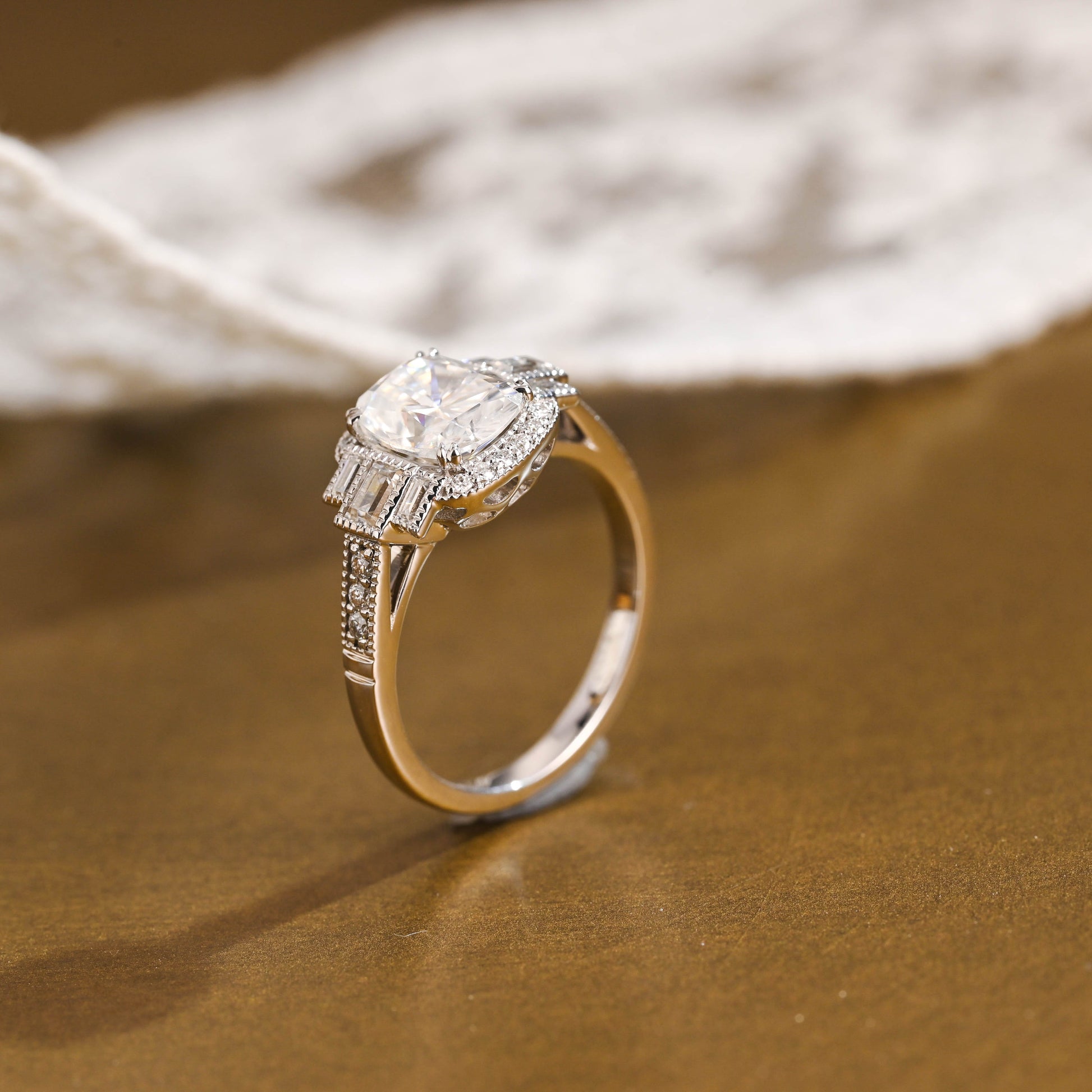 SquareJewelry oval cut moissanite engagement ring Solid Gold Oval Cut Moissanite Engagement Ring