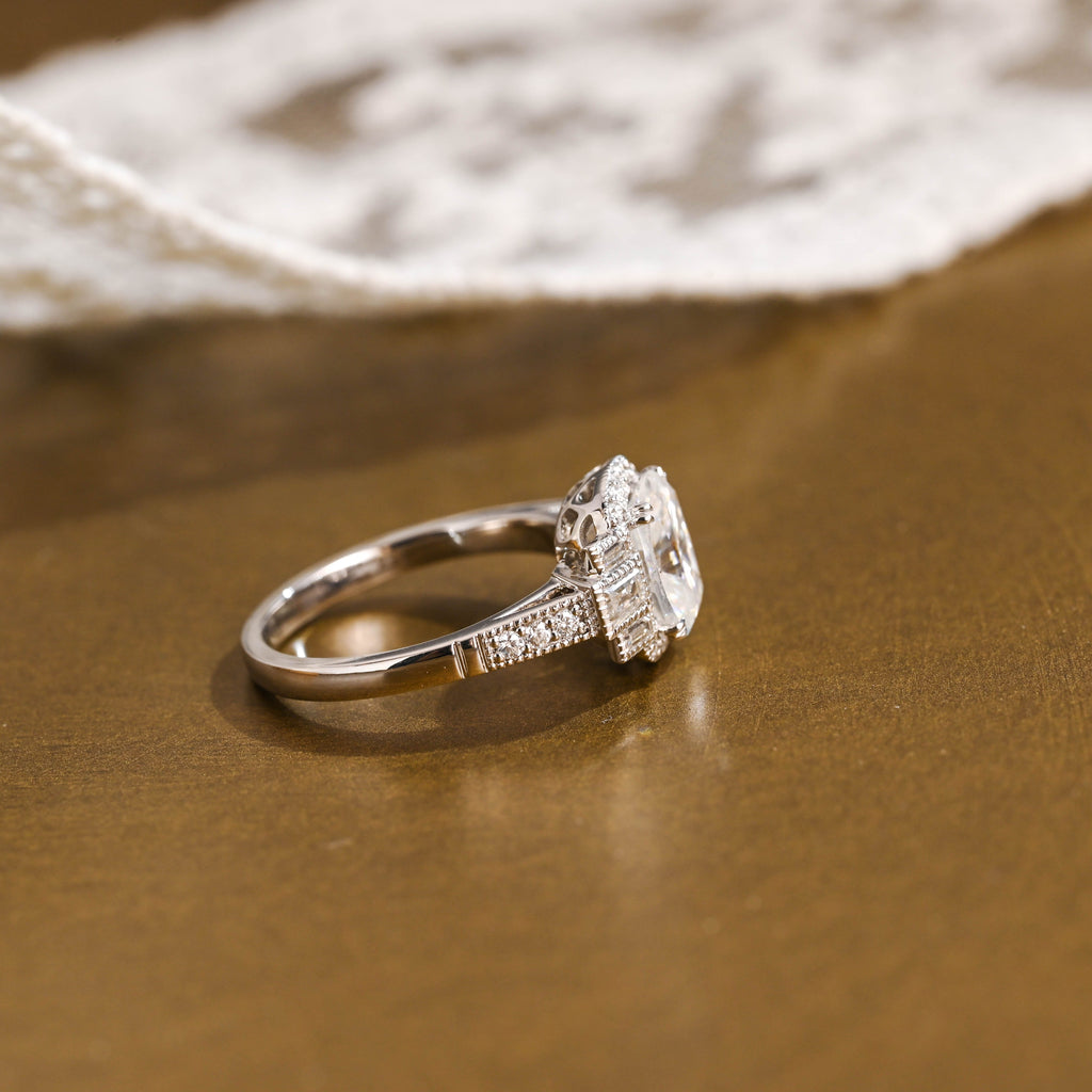 SquareJewelry oval cut moissanite engagement ring Solid Gold Oval Cut Moissanite Engagement Ring