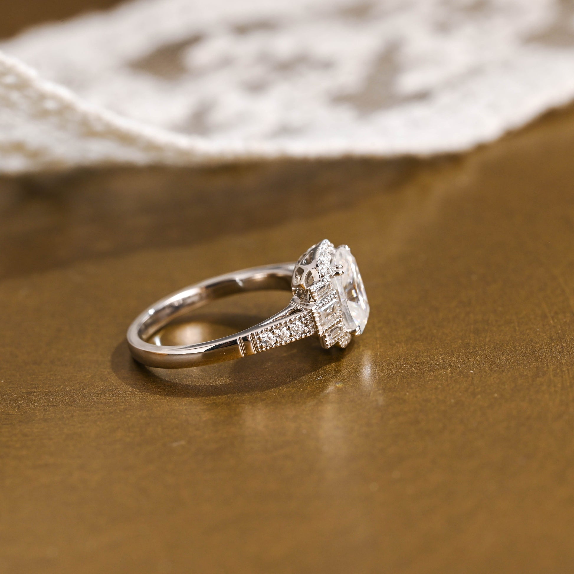 SquareJewelry oval cut moissanite engagement ring Solid Gold Oval Cut Moissanite Engagement Ring