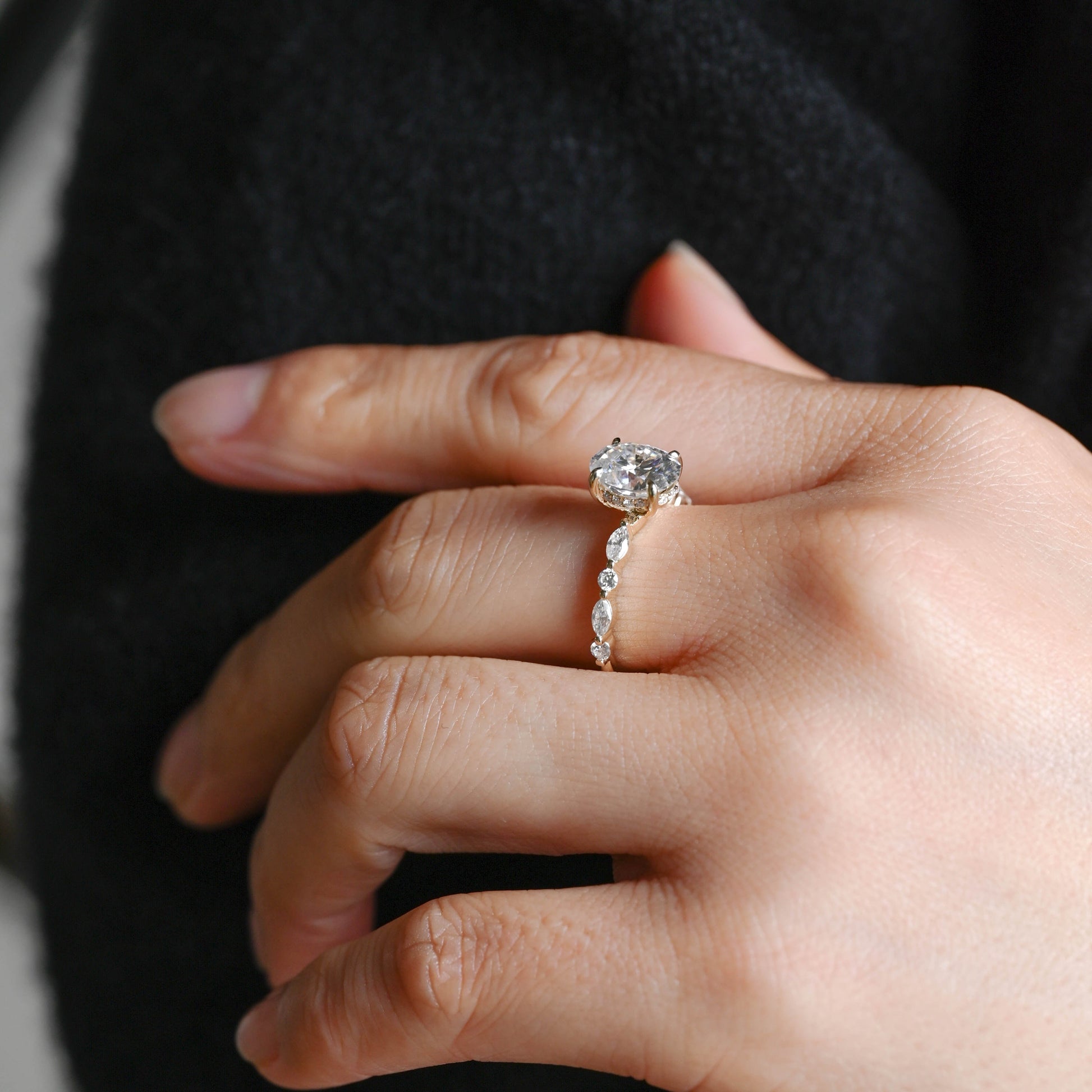 SquareJewelry oval cut moissanite engagement ring Solid Gold Oval Cut Moissanite Engagement Ring