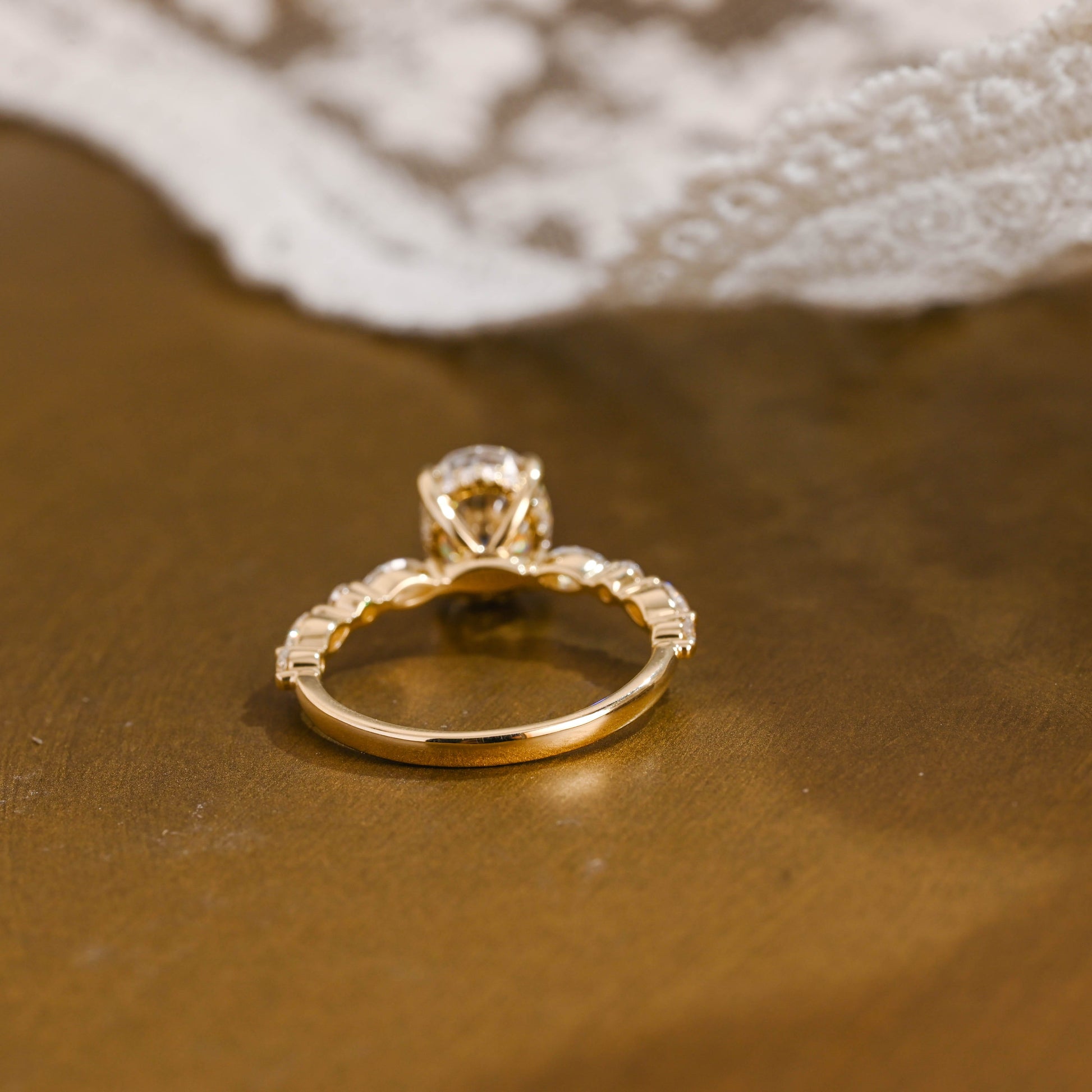 SquareJewelry oval cut moissanite engagement ring Solid Gold Oval Cut Moissanite Engagement Ring