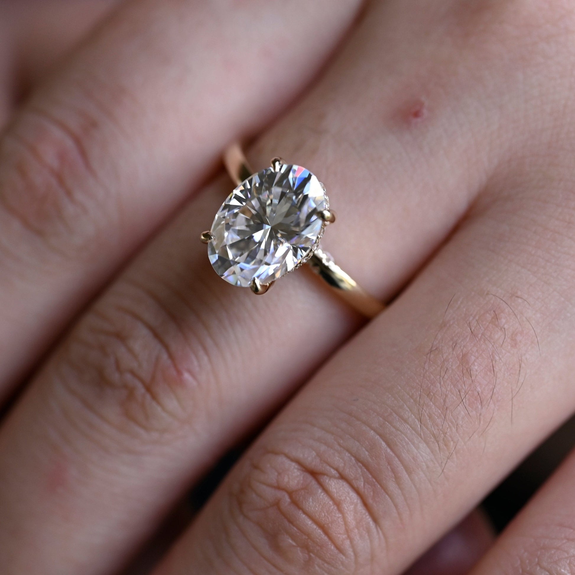 SquareJewelry oval cut moissanite engagement ring Solid Gold Oval Cut Moissanite Engagement Ring