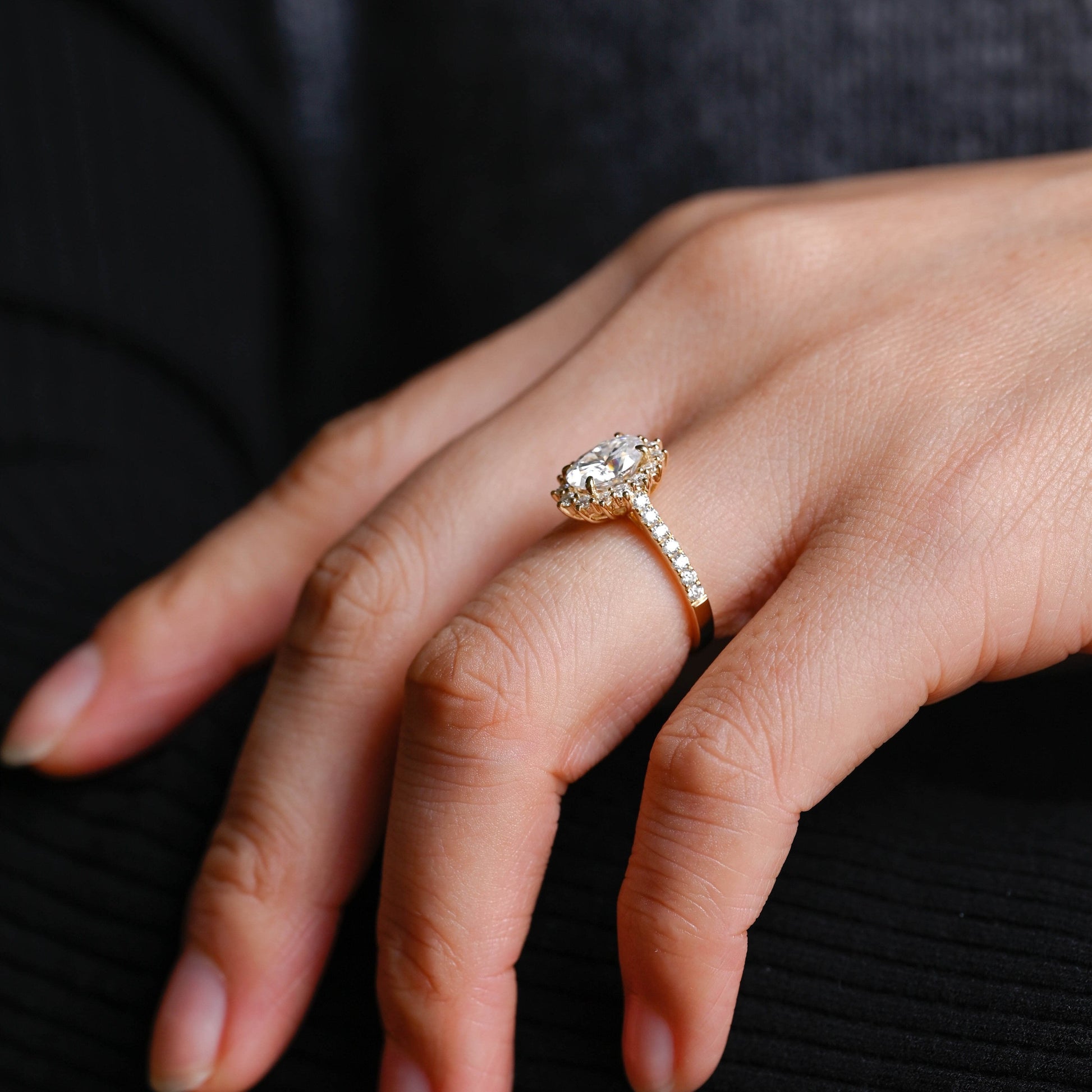 SquareJewelry oval cut moissanite engagement ring Solid Gold Oval Cut Moissanite Engagement Ring
