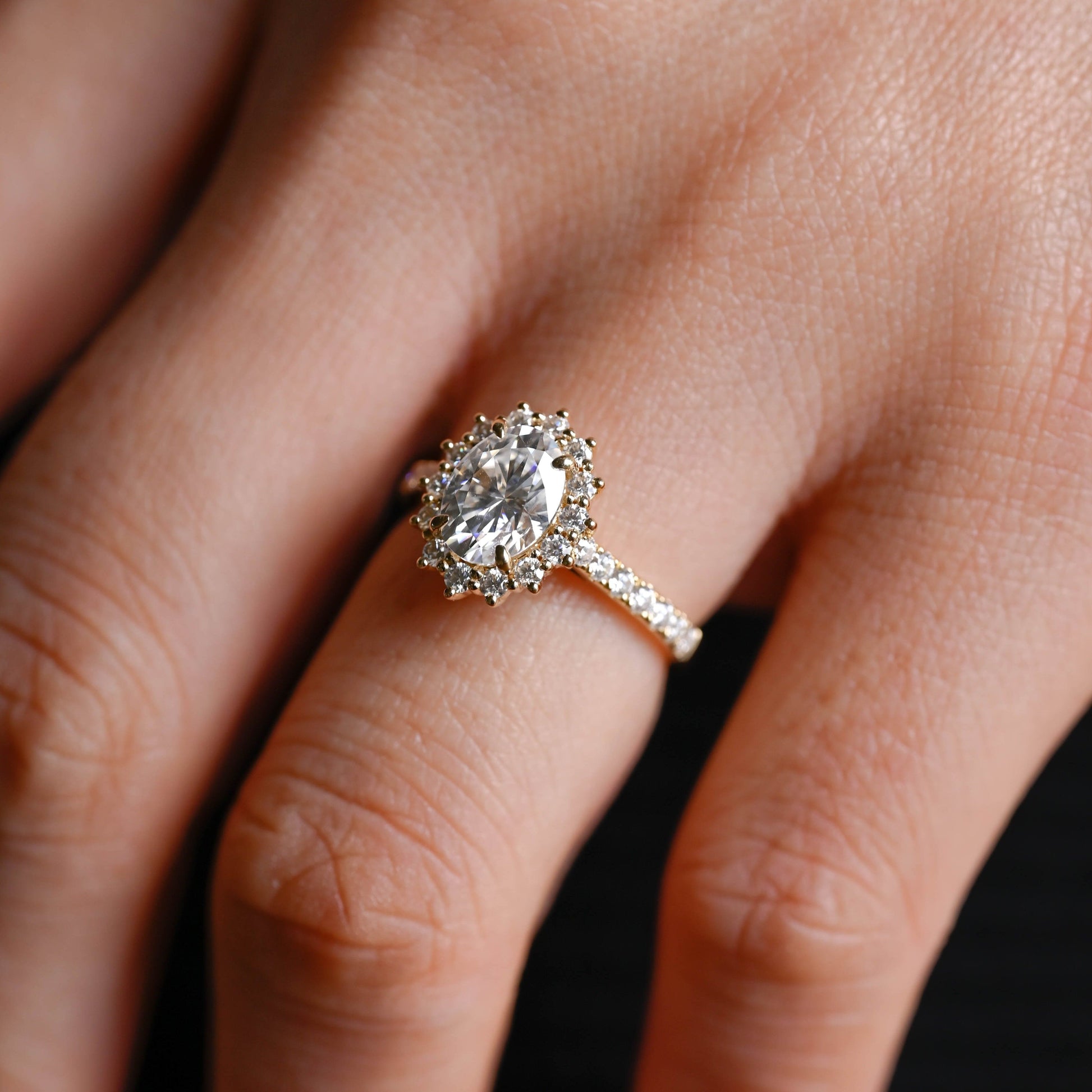 SquareJewelry oval cut moissanite engagement ring Solid Gold Oval Cut Moissanite Engagement Ring