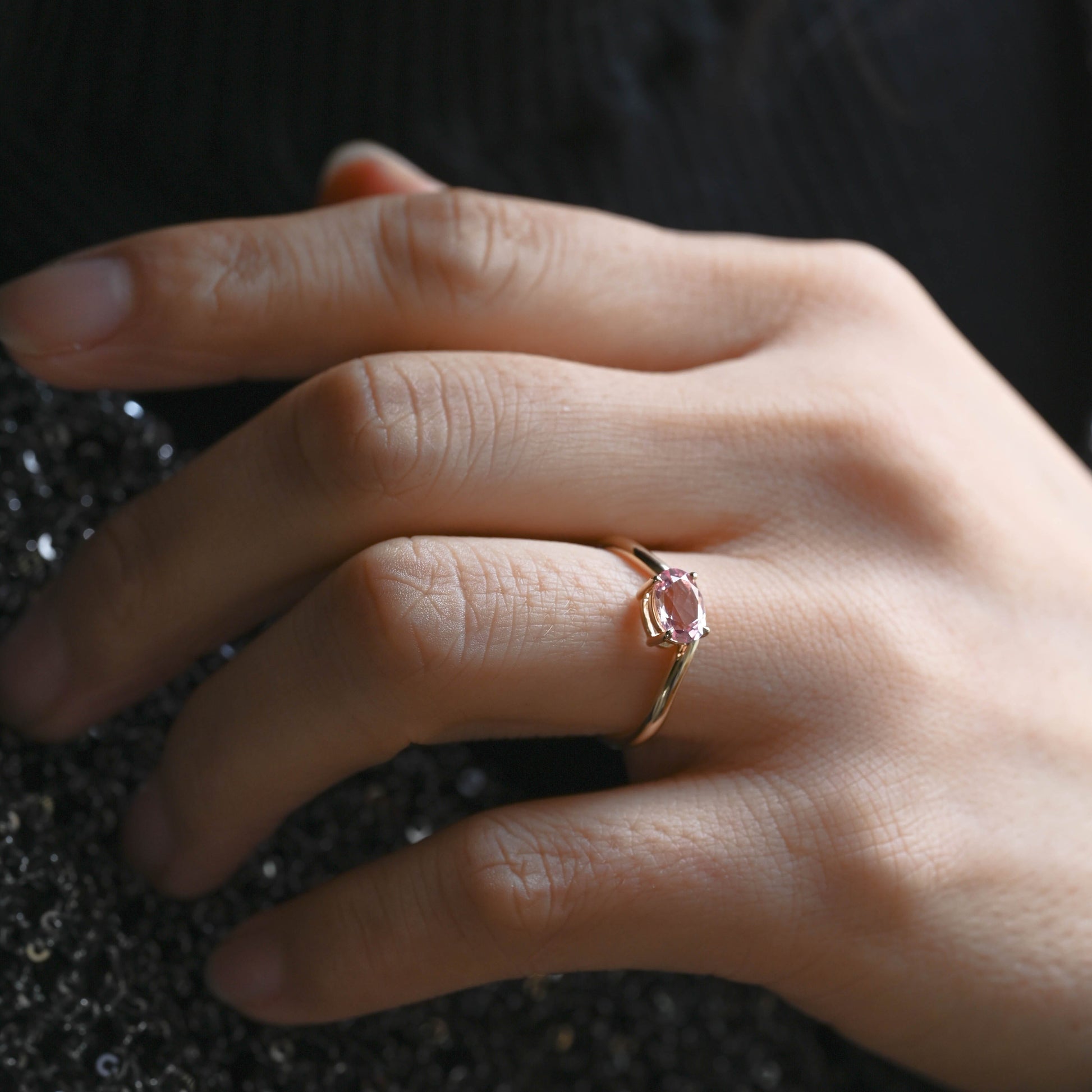 SquareJewelry oval cut moissanite engagement ring Solid Gold Oval Cut Pink Sapphire Engagement Ring