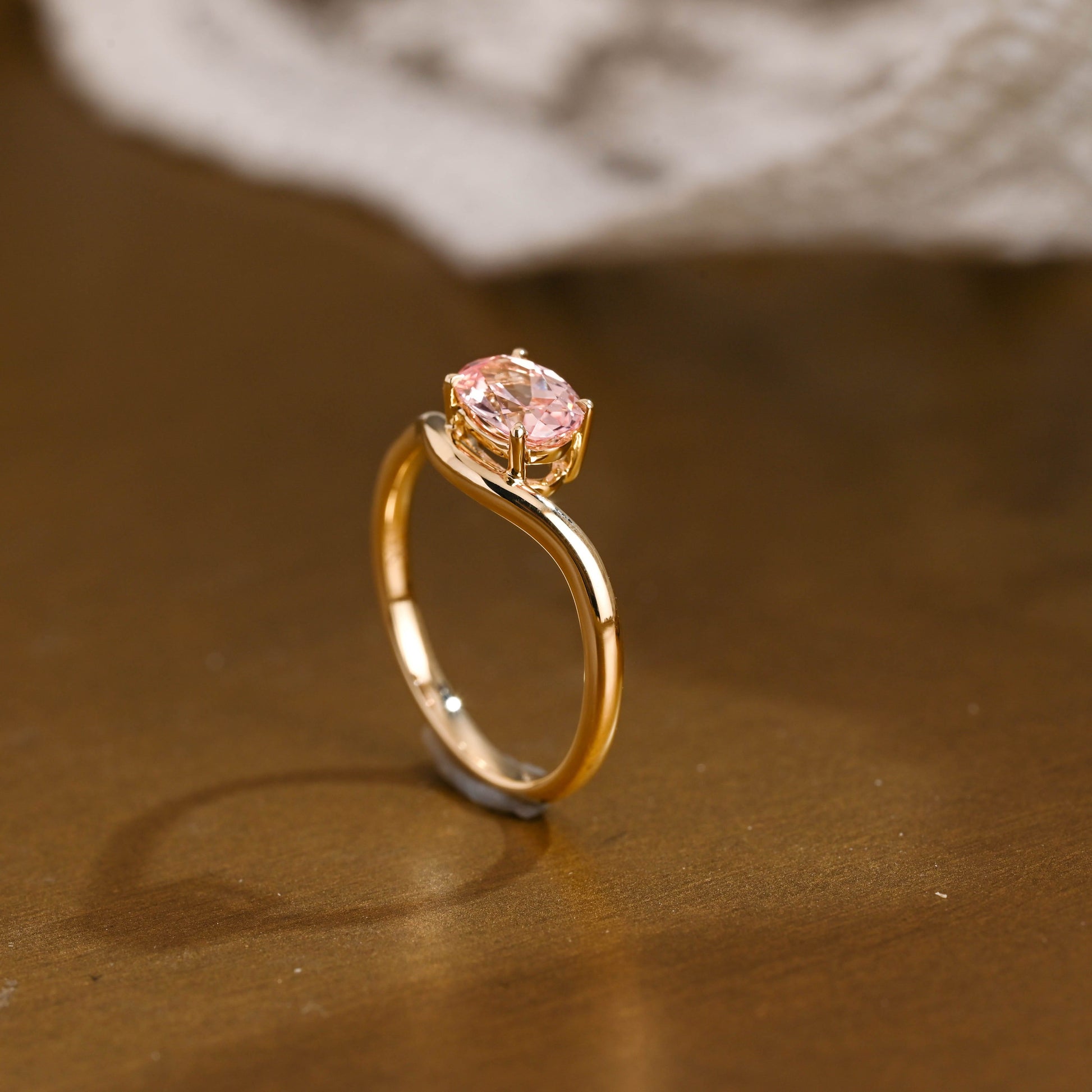 SquareJewelry oval cut moissanite engagement ring Solid Gold Oval Cut Pink Sapphire Engagement Ring