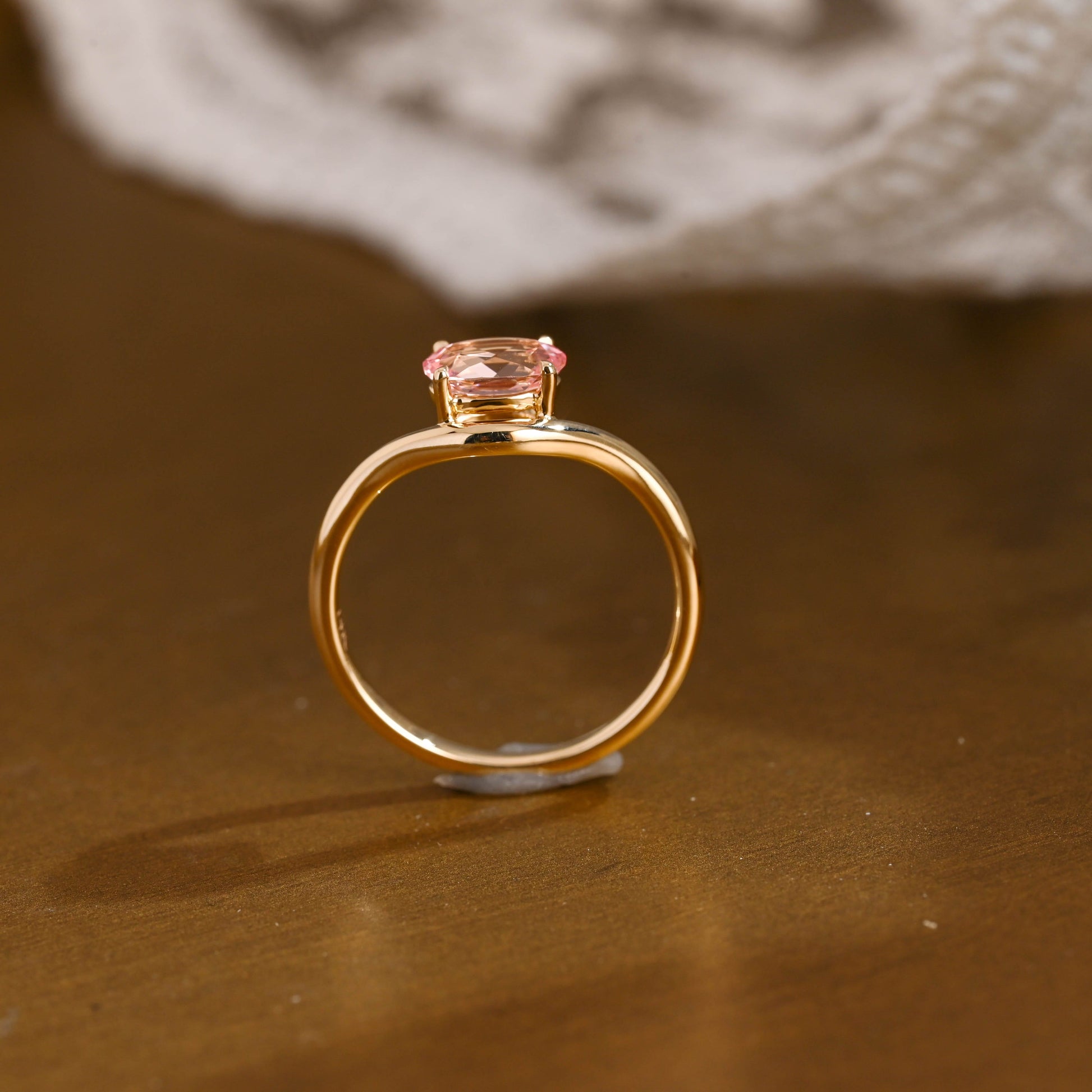 SquareJewelry oval cut moissanite engagement ring Solid Gold Oval Cut Pink Sapphire Engagement Ring