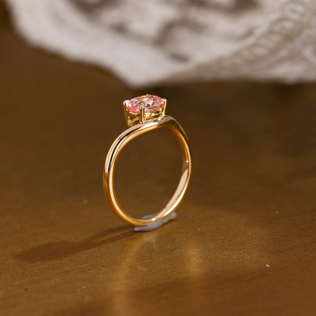 SquareJewelry oval cut moissanite engagement ring Solid Gold Oval Cut Pink Sapphire Engagement Ring