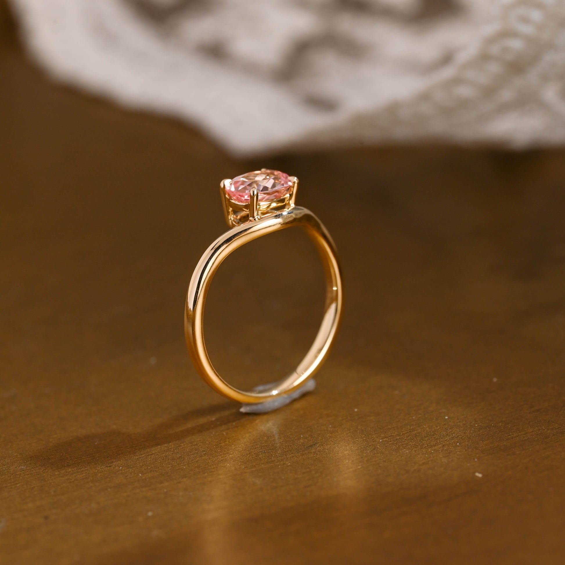 SquareJewelry oval cut moissanite engagement ring Solid Gold Oval Cut Pink Sapphire Engagement Ring