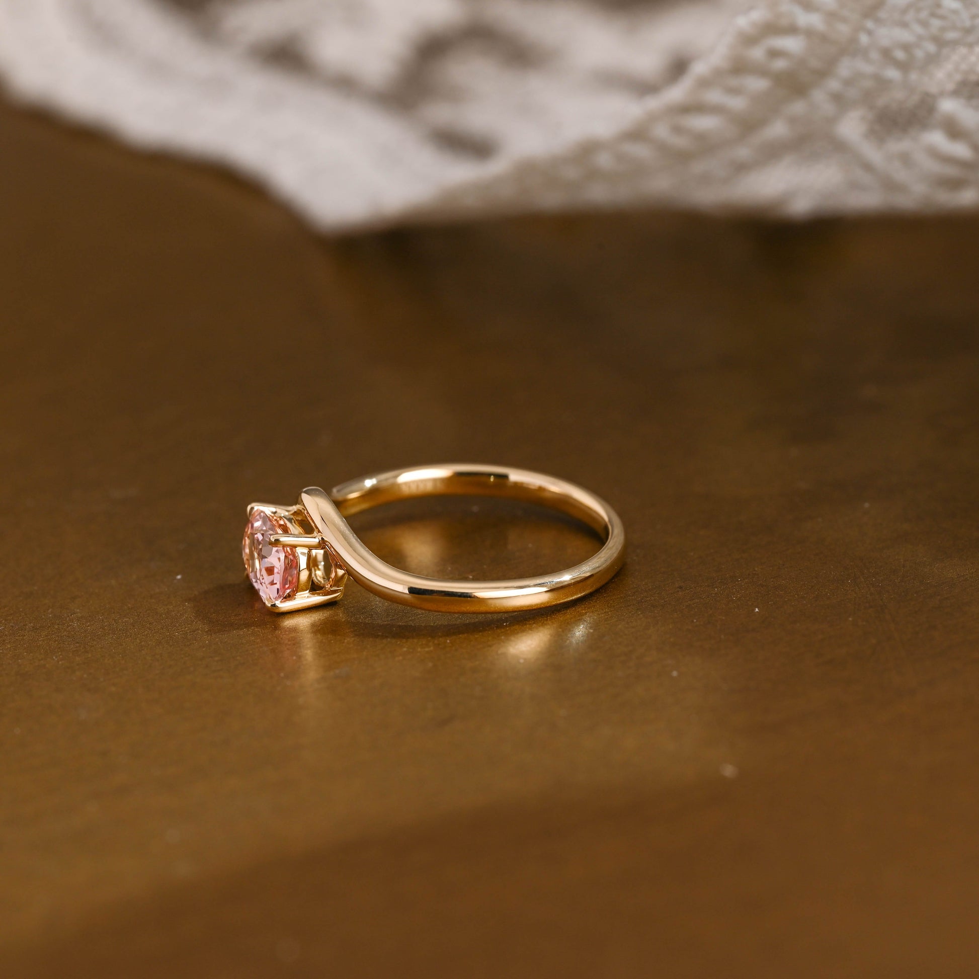 SquareJewelry oval cut moissanite engagement ring Solid Gold Oval Cut Pink Sapphire Engagement Ring