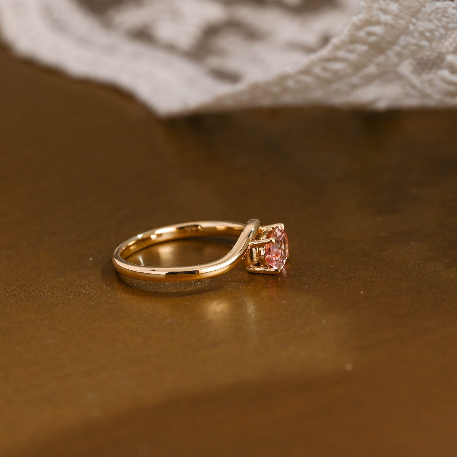 SquareJewelry oval cut moissanite engagement ring Solid Gold Oval Cut Pink Sapphire Engagement Ring