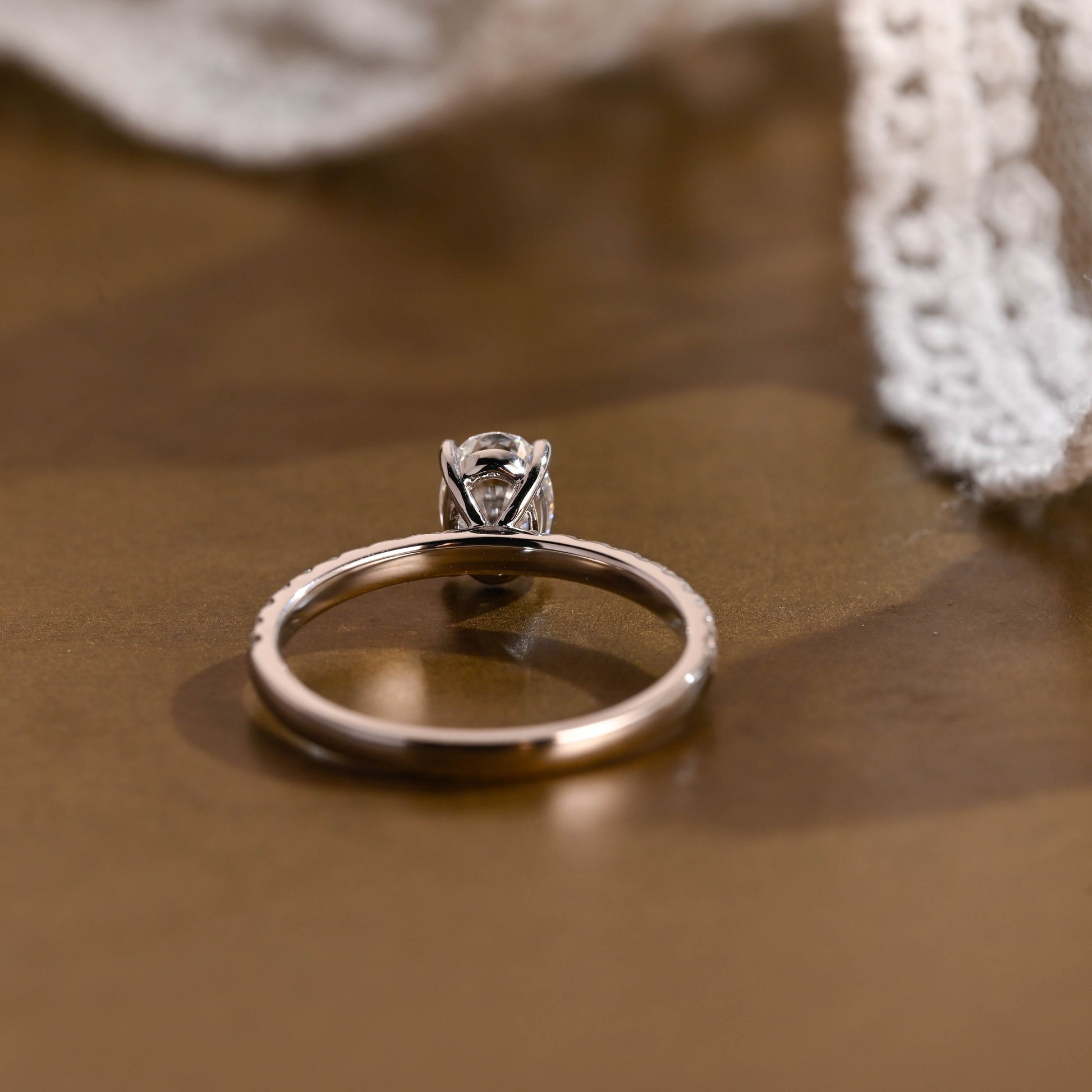 SquareJewelry oval cut moissanite engagement ring Solid Gold Pave Oval Cut Moissanite Engagement Ring