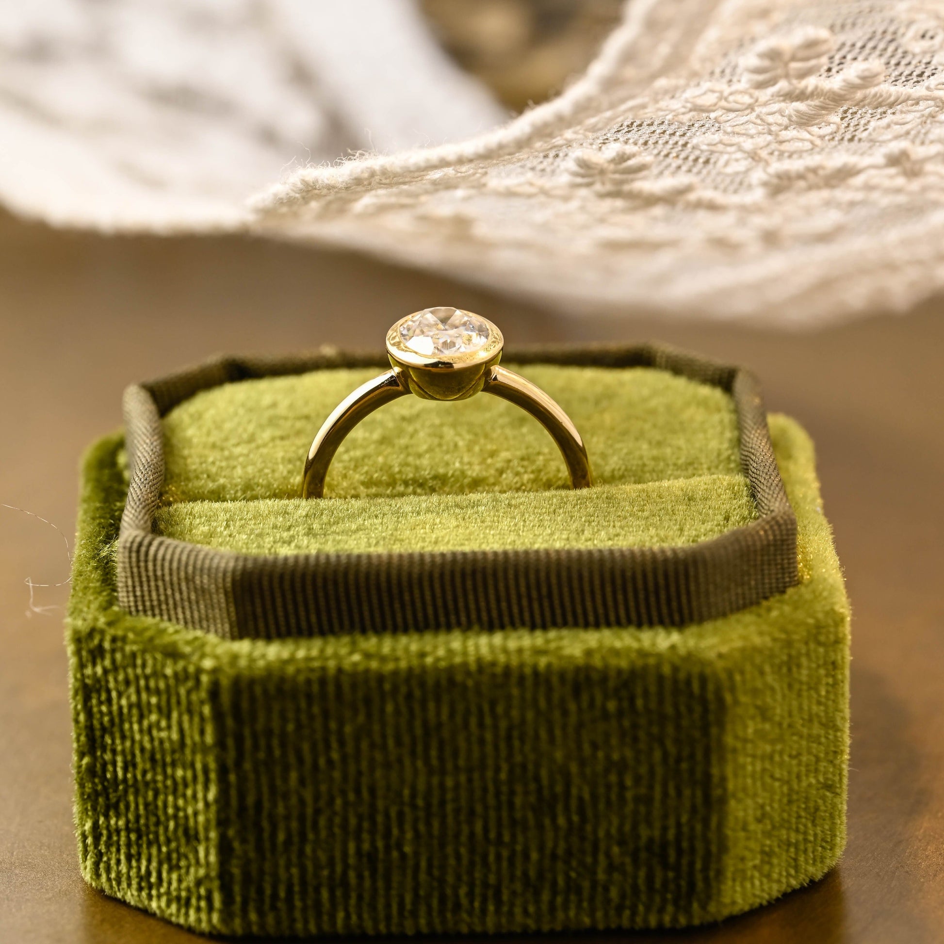 SquareJewelry oval cut moissanite engagement ring Solid Gold Solitaire Bezel Oval Cut Moissanite Engagement Ring