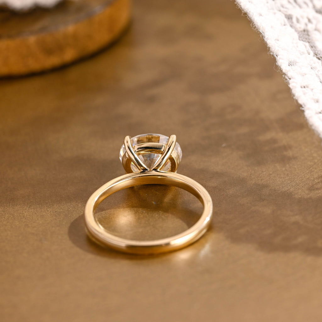 SquareJewelry oval cut moissanite engagement ring Solid Gold Solitaire East West Oval Moissanite Engagement Ring