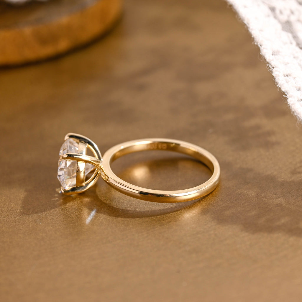 SquareJewelry oval cut moissanite engagement ring Solid Gold Solitaire East West Oval Moissanite Engagement Ring