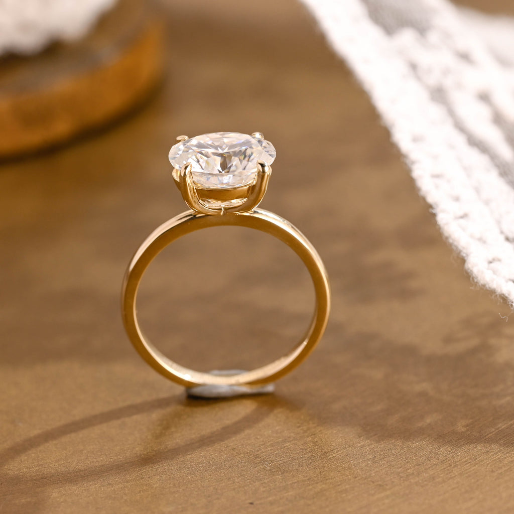 SquareJewelry oval cut moissanite engagement ring Solid Gold Solitaire East West Oval Moissanite Engagement Ring