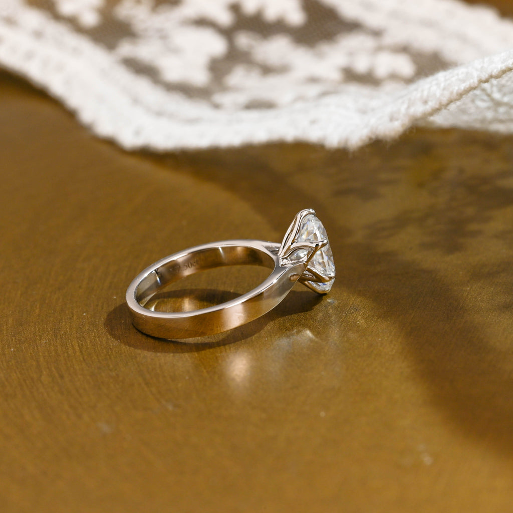 SquareJewelry oval cut moissanite engagement ring Solid Gold Solitaire Oval Cut Moissanite Engagement Ring