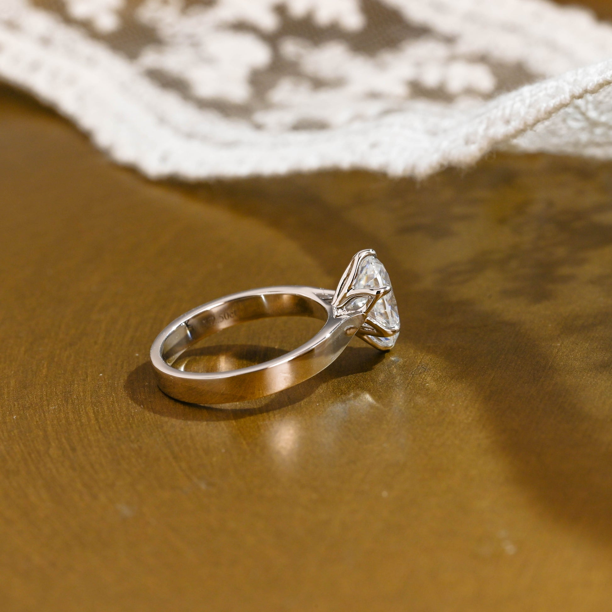 SquareJewelry oval cut moissanite engagement ring Solid Gold Solitaire Oval Cut Moissanite Engagement Ring