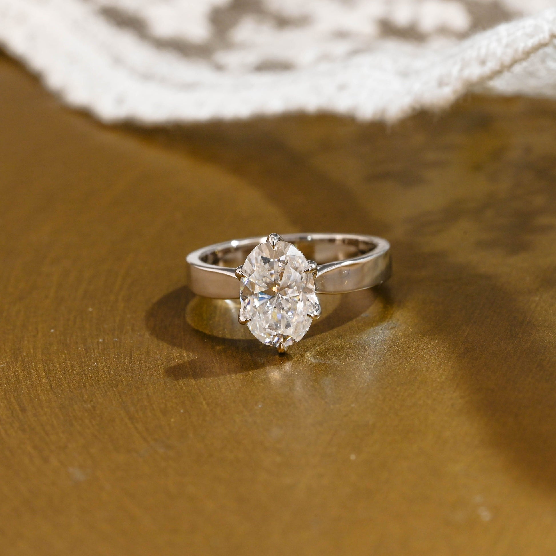 SquareJewelry oval cut moissanite engagement ring Solid Gold Solitaire Oval Cut Moissanite Engagement Ring