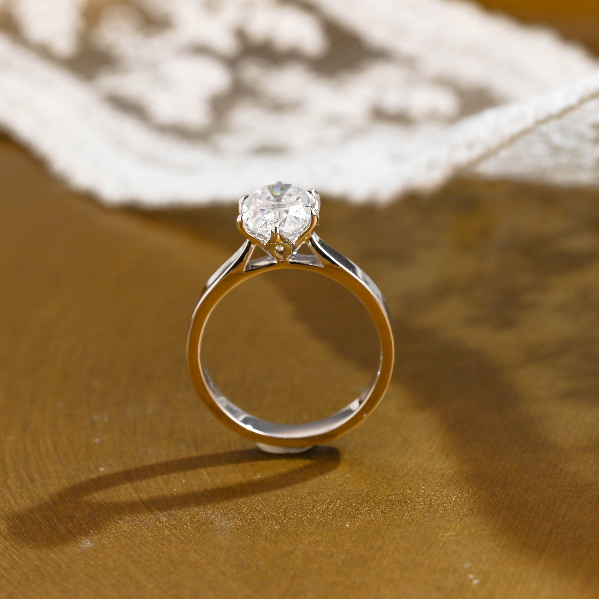 SquareJewelry oval cut moissanite engagement ring Solid Gold Solitaire Oval Cut Moissanite Engagement Ring